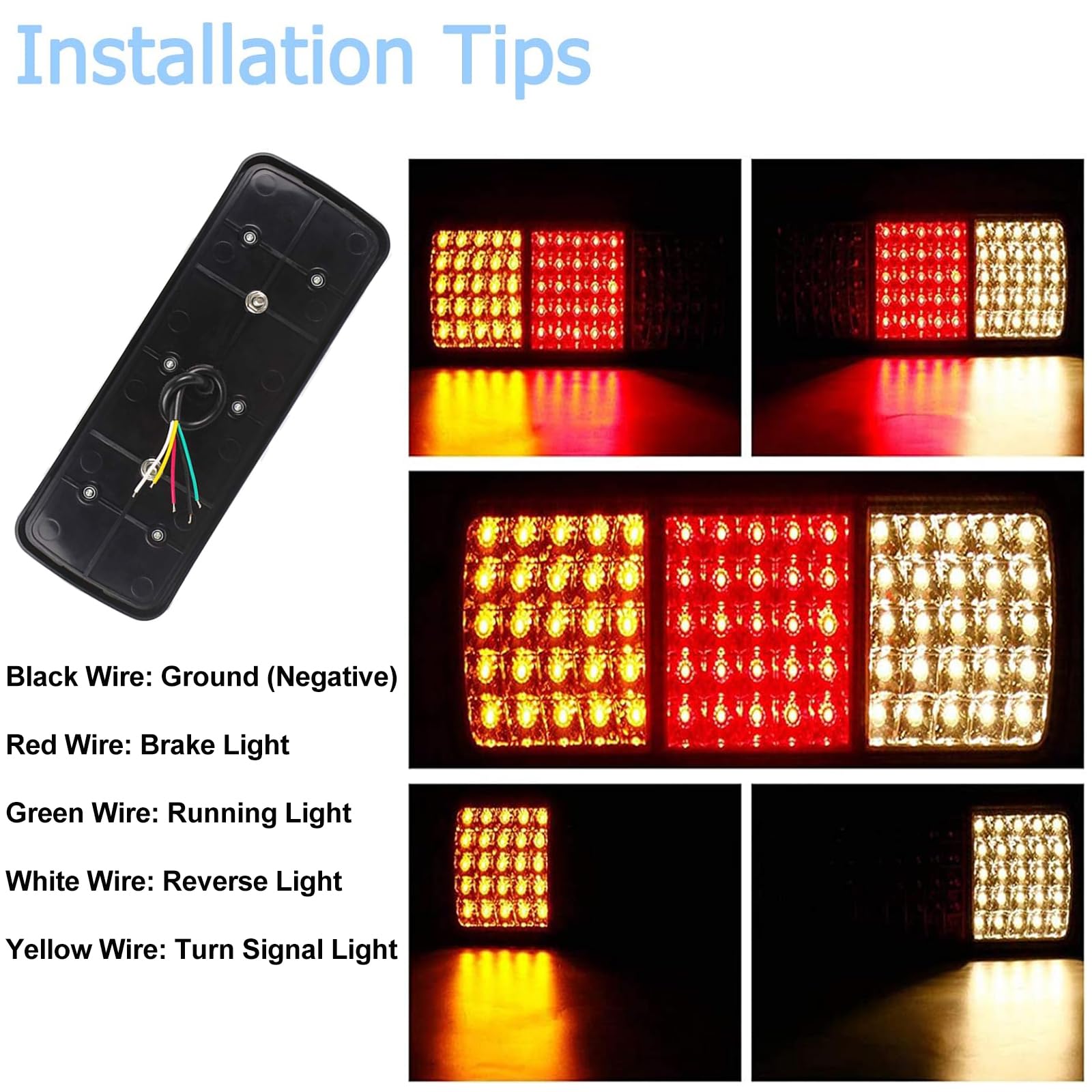 VINAUO 75 LED Trailer Lights, Turn Signal Running Brake Reverse LED Trailer Lights, Waterproof IP68 Taillight for Boat Utility K