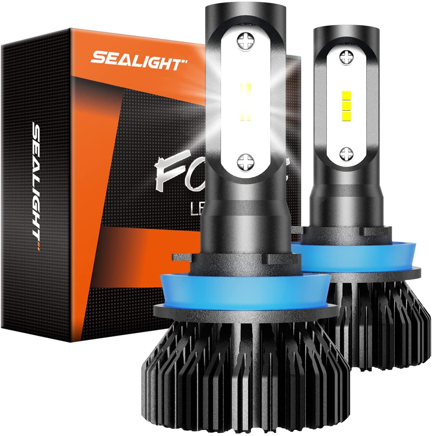 SEALIGHT H11 H8 H9 LED Bulbs - 6000K Xenon White, 400% Brightness, Aluminum, Pack of 2