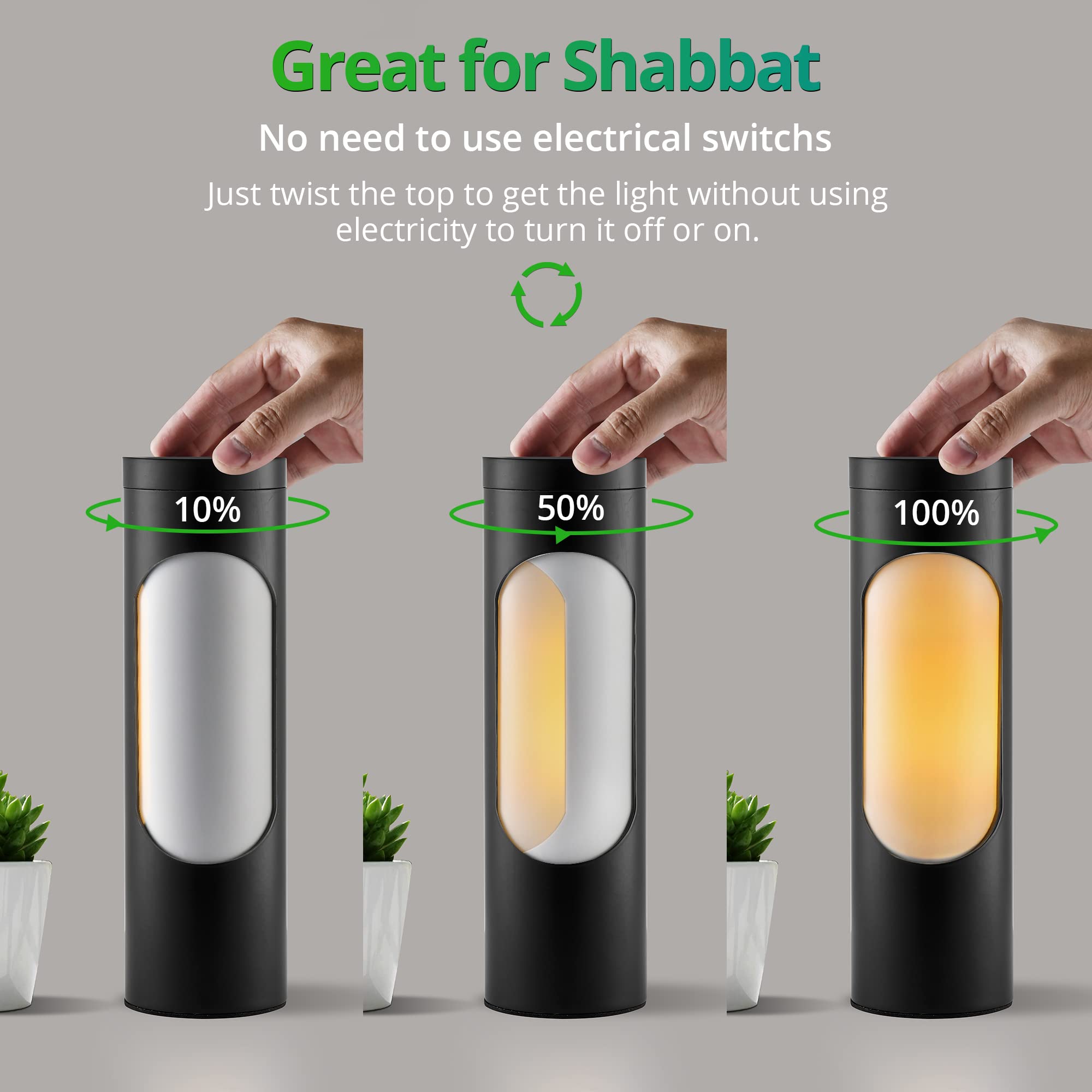 Lediary Kosher Lamp, Reading Lamp For Shabbos, Black Table Lamps And Nightlight For Living Room Bedroom, T10 Bulb Included (4W E