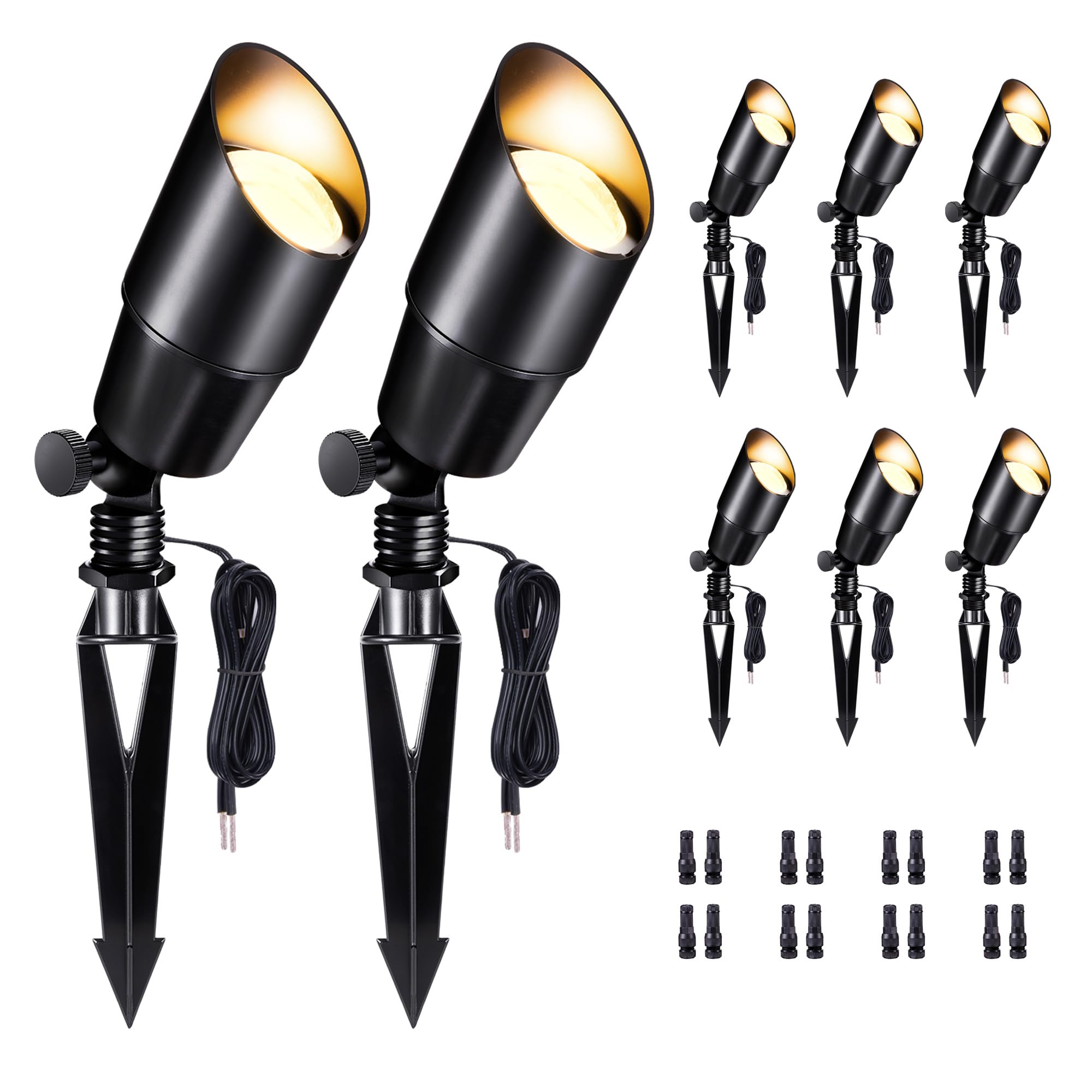 Varmtalys Landscape Lighting Low Voltage, Black LED Spotlight, Aluminum Outdoor Lights for Garden Flag Wall Patio Without MR16 B