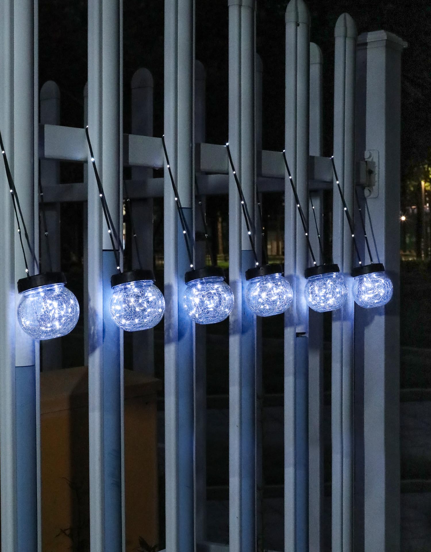 Partphoner Solar Lights Outdoor Waterproof 12-Pack  Solar Powered Hanging Lantern  ed Glass Hanging Globes For Yard Decor Christmas Decoration  Shepherd Hook  Garden Tree Ornaments  Cold White