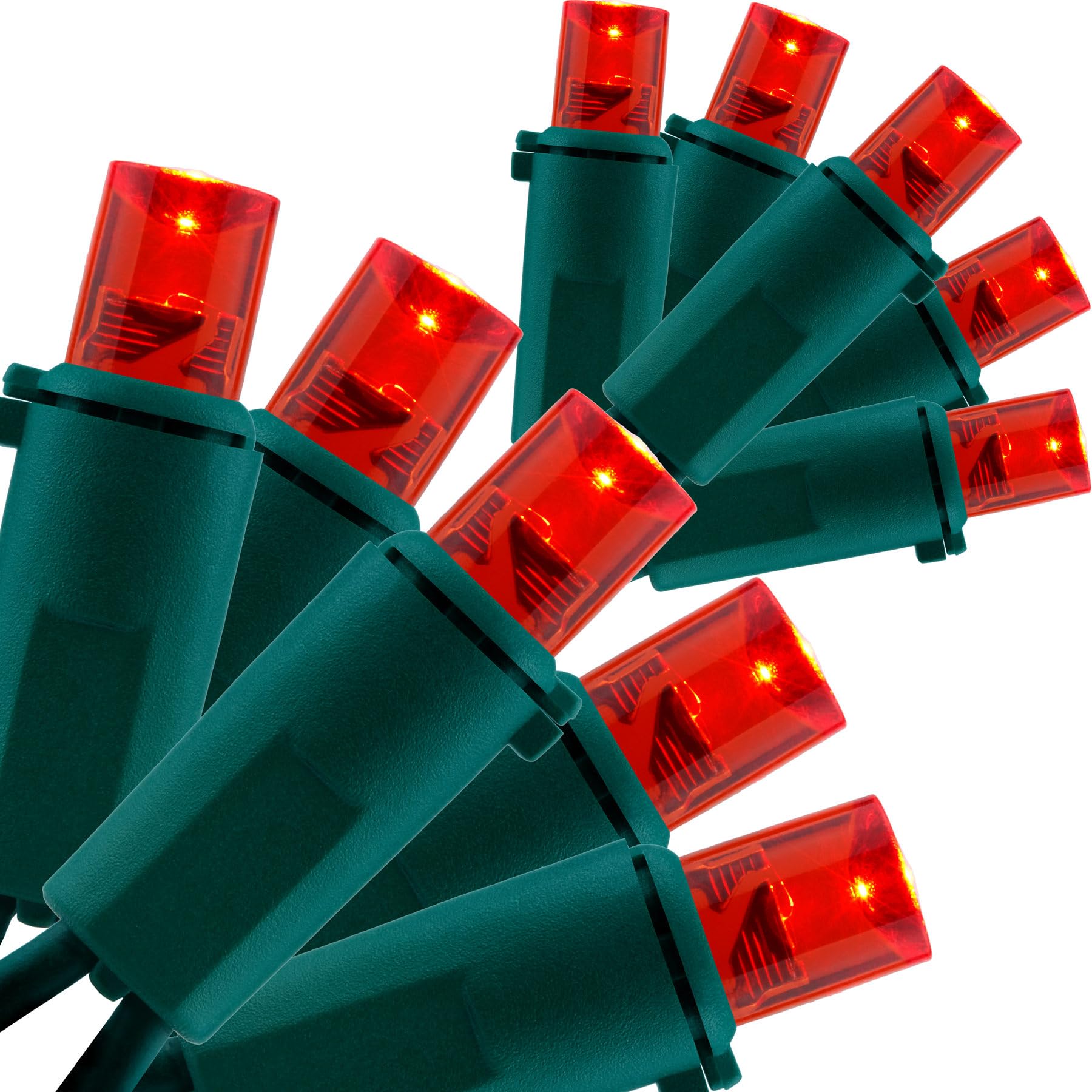 YULETIME Red Wide Angle LED Christmas Lights 200 Count 50 ft  Pack of 2 Strands 25 ft 100 Lights UL Certified String Light Set (Red)