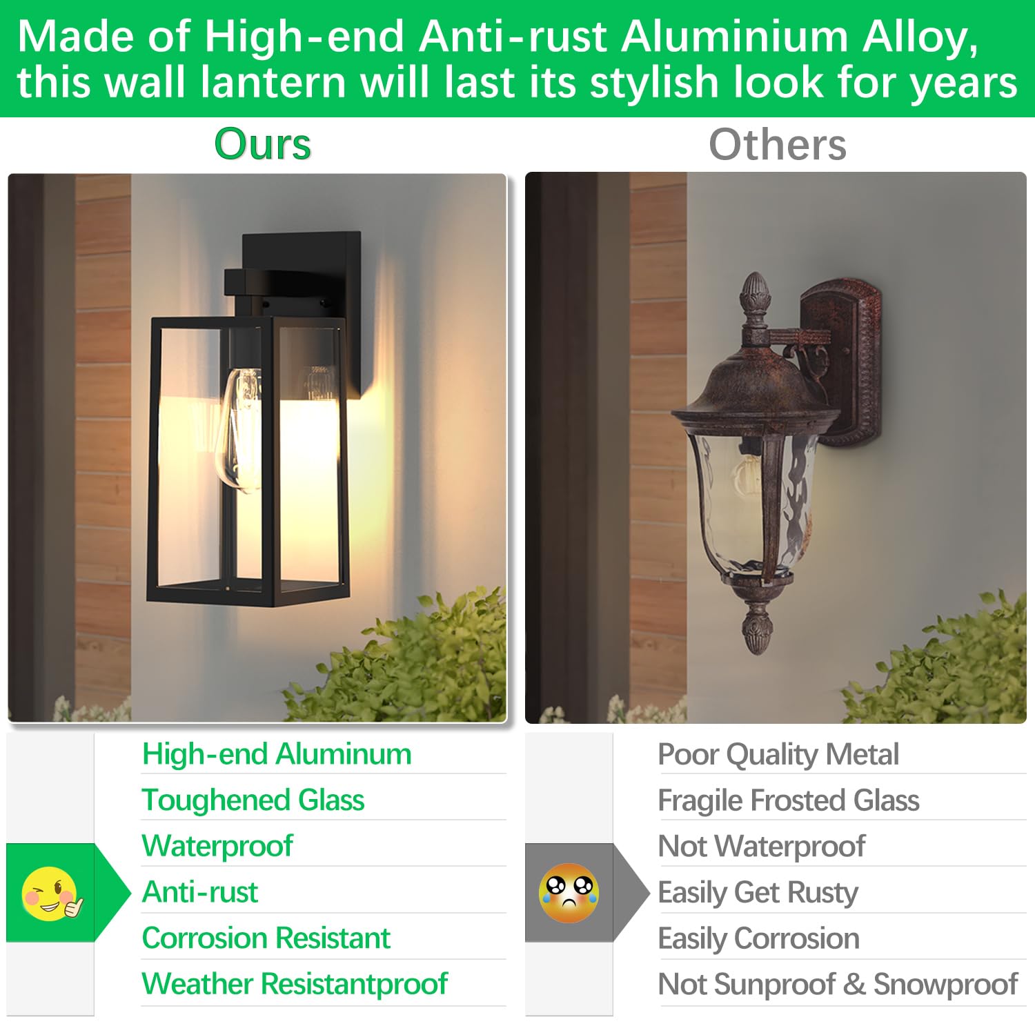 MAXvolador Outdoor Wall Lantern, Black Aluminum Waterproof Sconce Light, Model 2032BC, E26 Base with Clear Glass