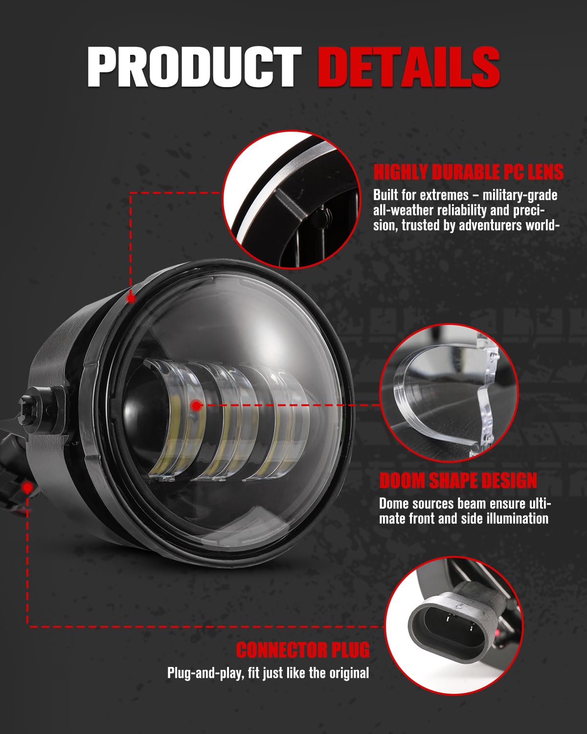 LITE-WAY F150 LED Fog Lights - 30W 4-inch Round Assembly, Smoke Lens for 2011-2014 Ford F150, Front Bumper Driving Lights