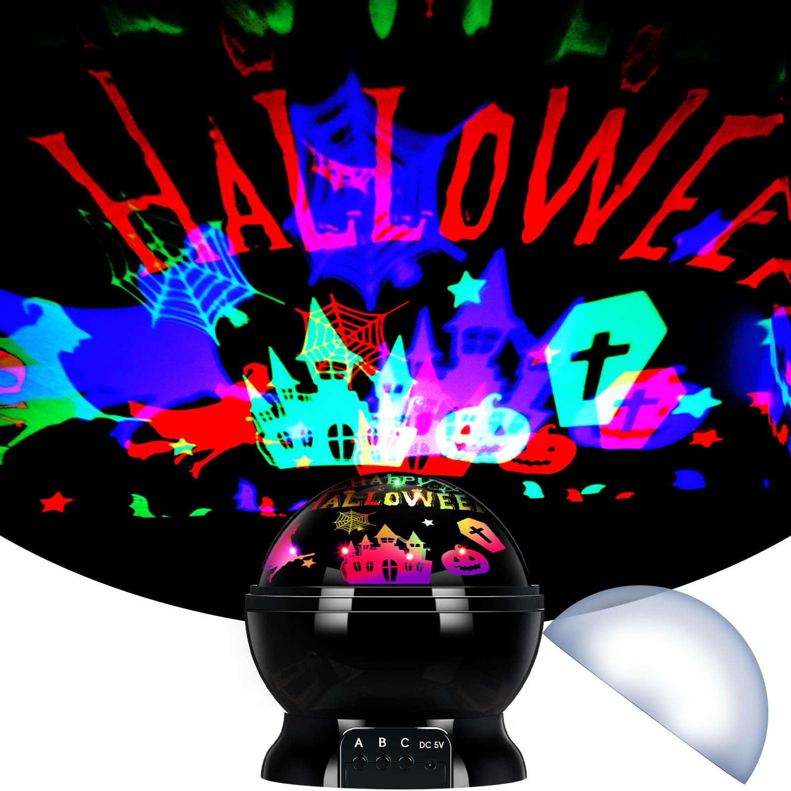 Rossesay Halloween Projector Lights Indoor Happy Halloween Projection Light Led Spooky Pumpkin Ghost Spider Decorative Outdoor Lighting Projectors For Halloween Party Holiday Garden Landscape Decor