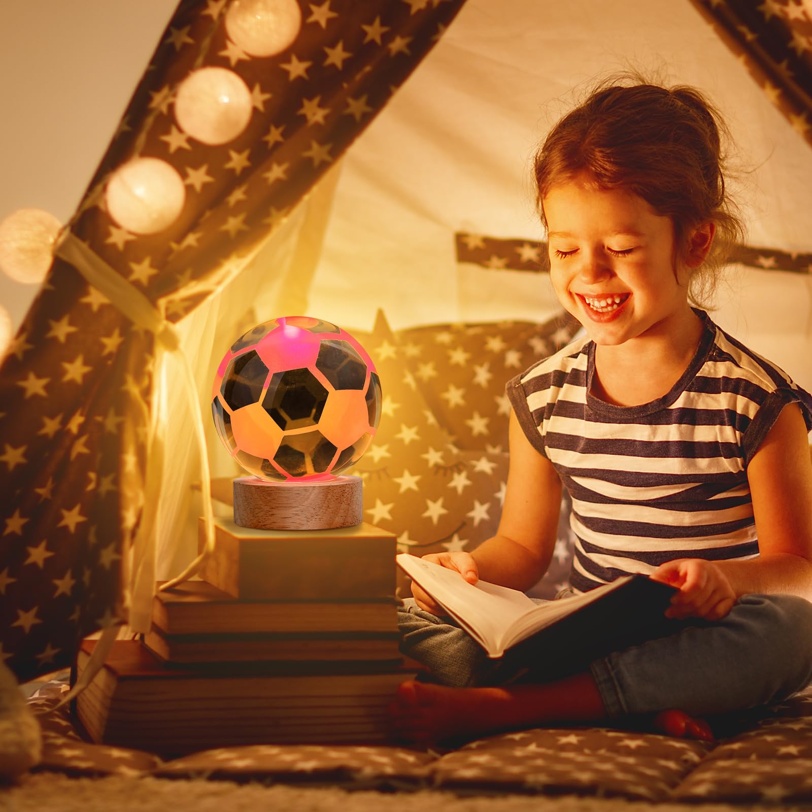 Janarary Large 3D Soccer Ball Night Light, Soccer Lamp 16 Color Changing With Remote Control For Bedroom Decor, Ideal Cool Desk