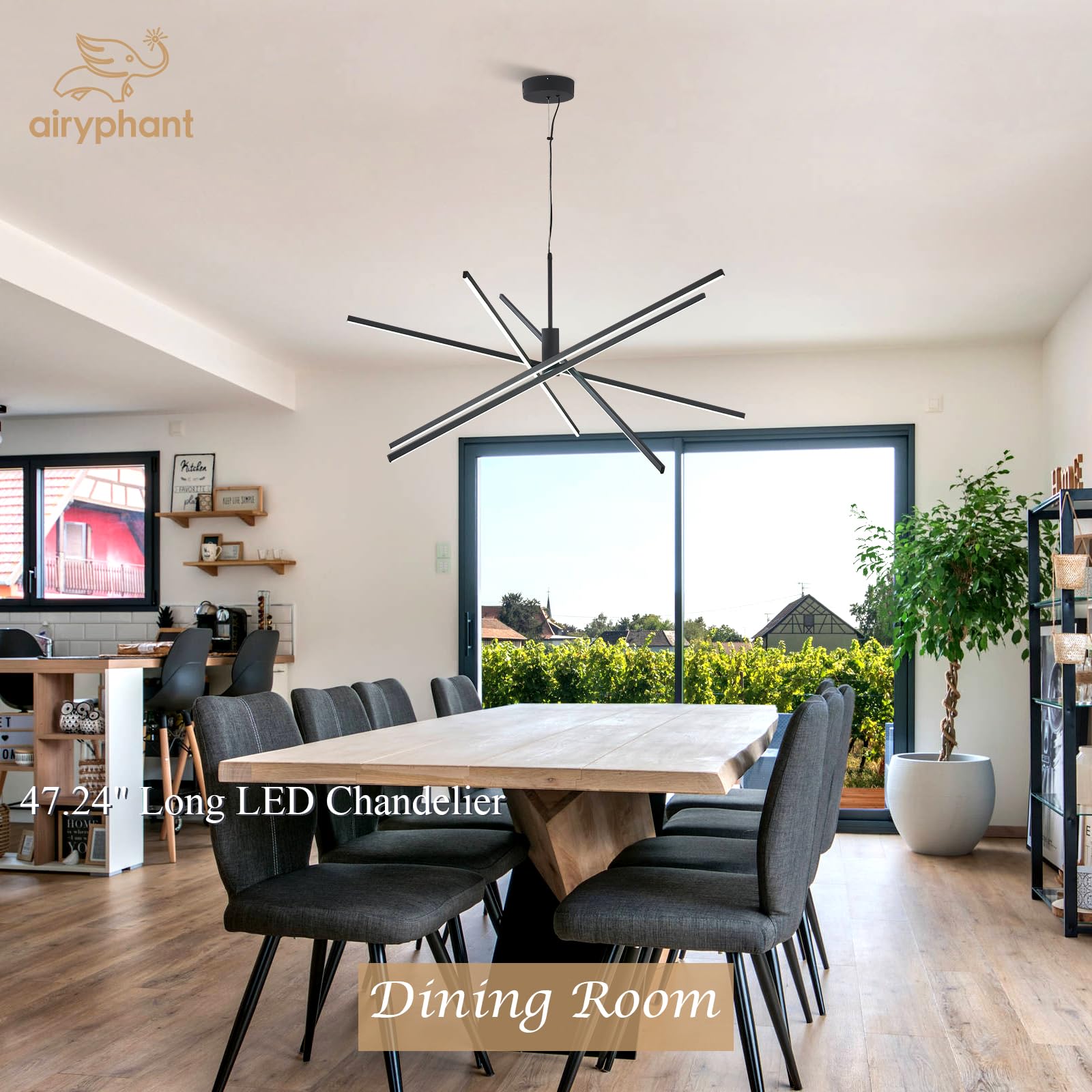 Airyphant Modern 47-Inch Big Chandelier For High Ceiling  Large Foyer Chandelier For Living Room Foyer Dining Room Ceiling Lighting Fixture For Staircase 85W