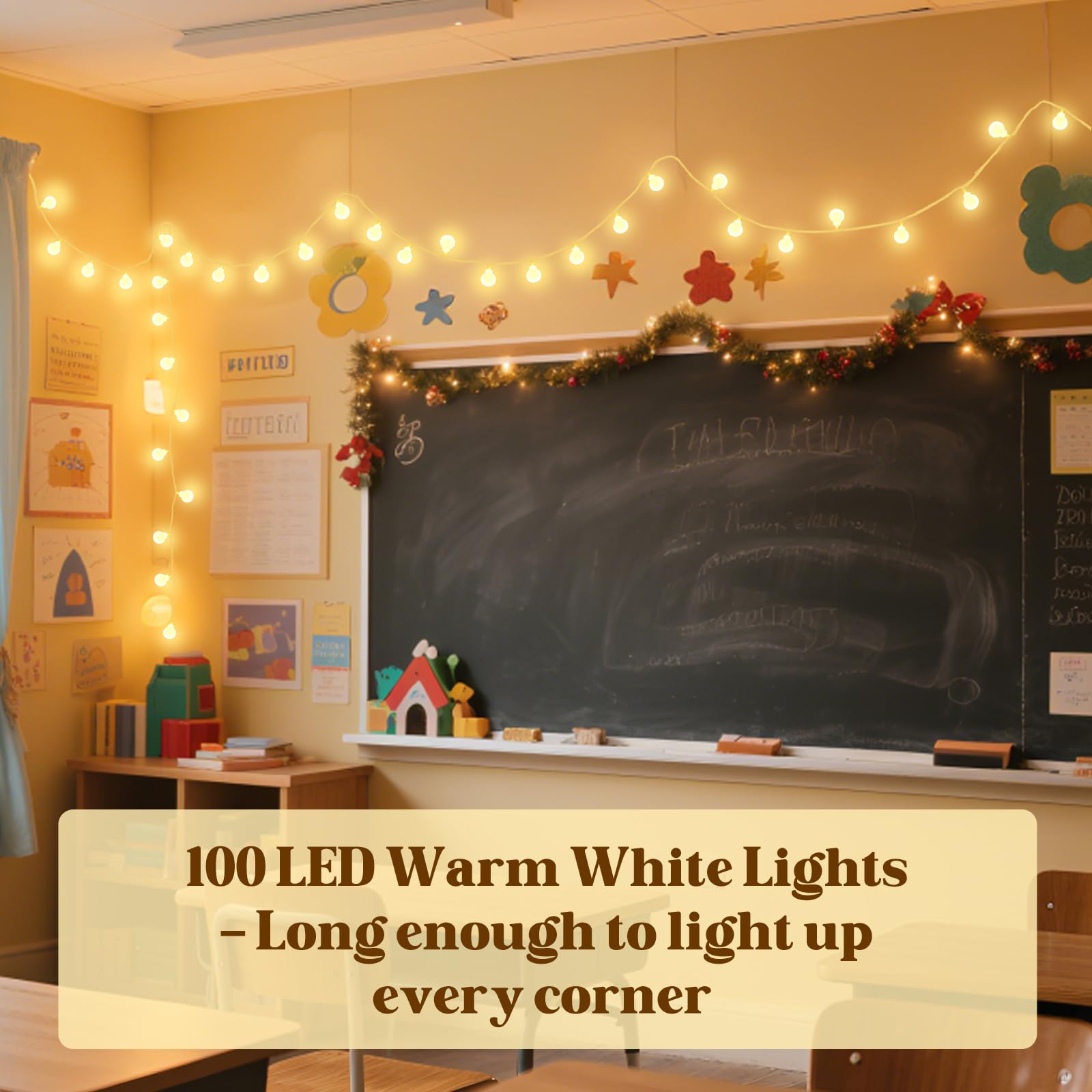 200 LED Hanging String Lights for Classroom - 66ft Plug in Fairy Lights with 8 Modes,Warm White String Lights for Classroom Deco