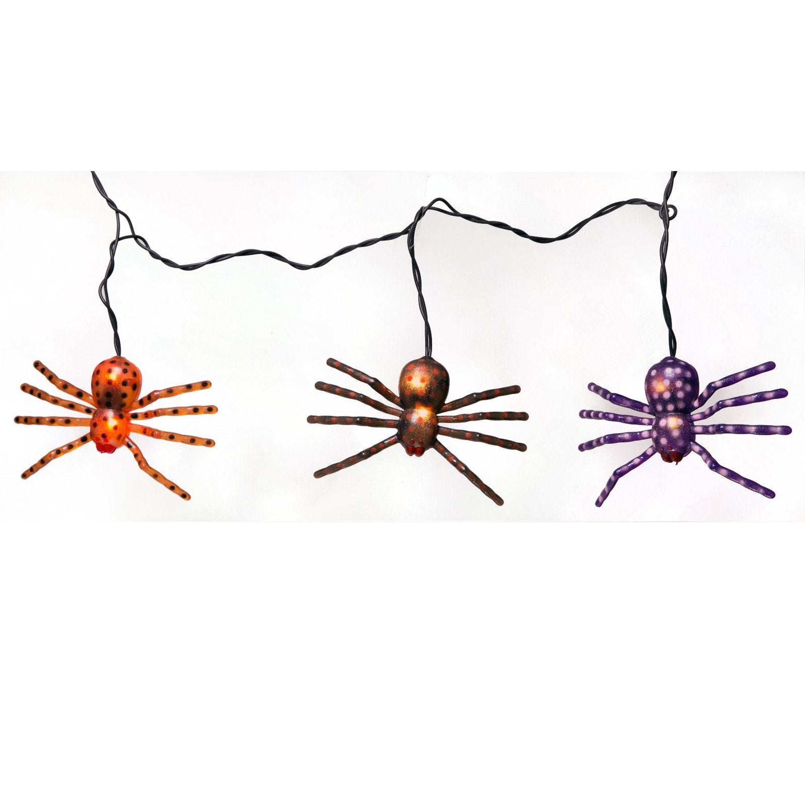 NOMA Halloween Spider Lights, 10 Spiders with 20 Clear Lights, Multicolor, Model V39061, Plastic
