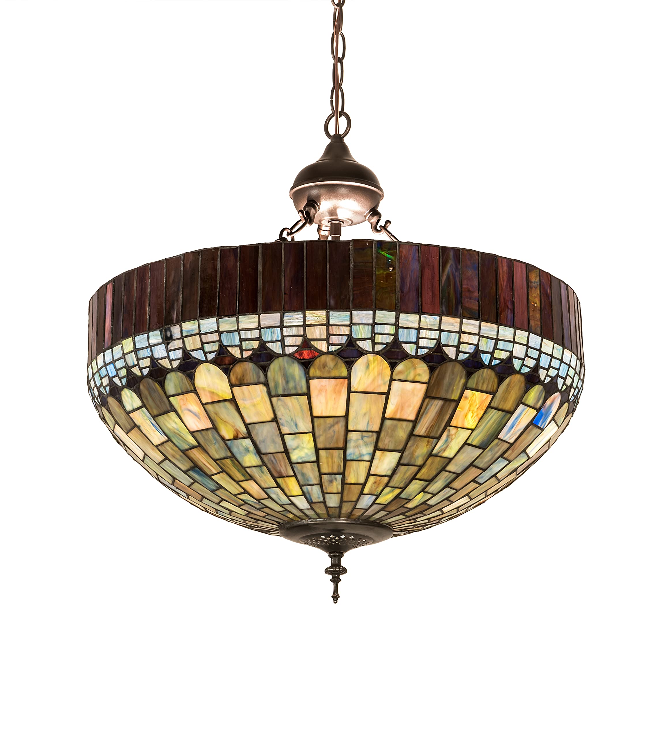 Meyda 22in W Tiffany Candice Inverted Pendant Light, Copper Vein Metal, Model 196245