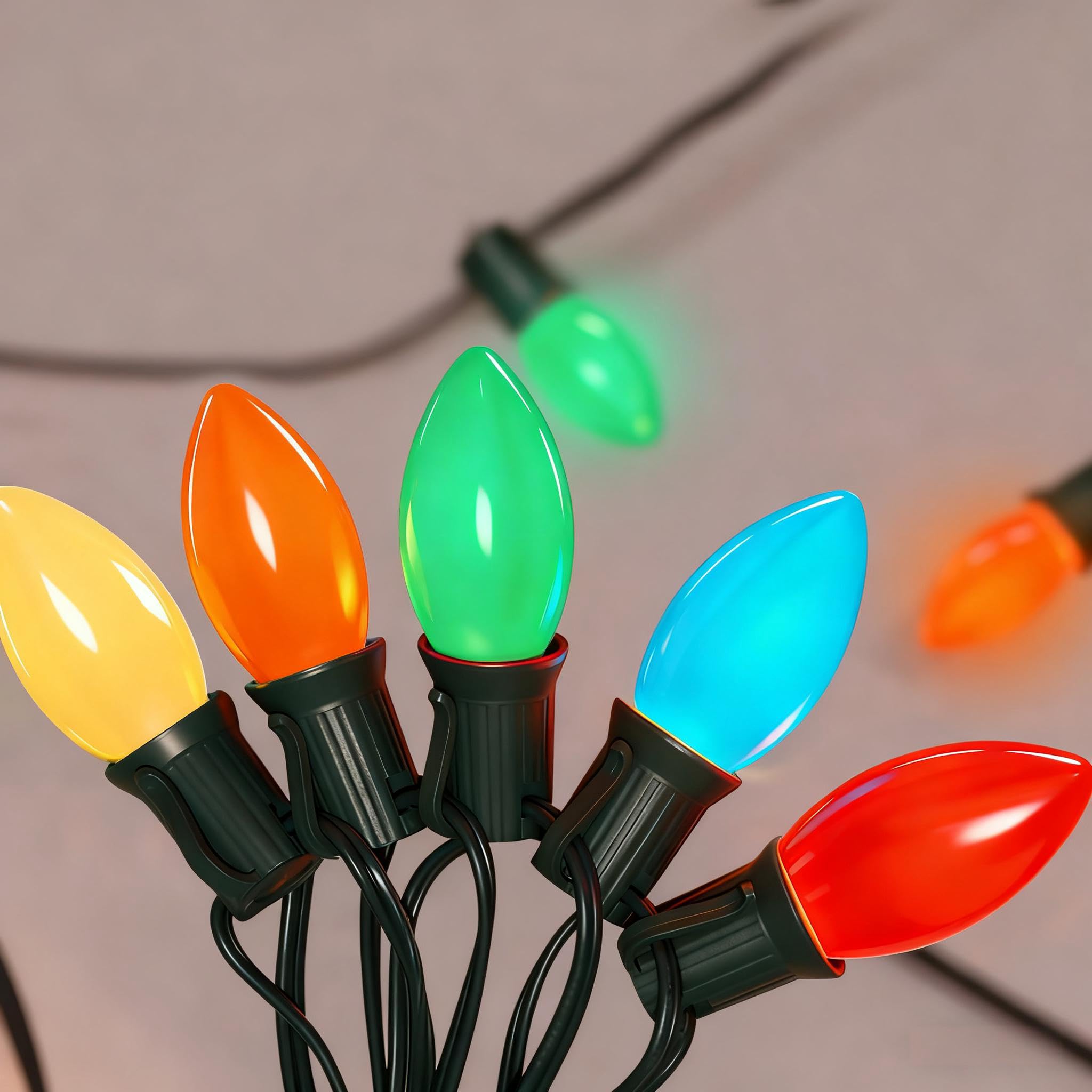 C9 Led Multicolor Christmas Lights Outdoor  25Ft C9 Vintage Christmas Lights Waterproof With 26 Led Colorful Bulbs  Outdoor Christmas Decorations String Lights For Patio Garden Roofline Holiday Party