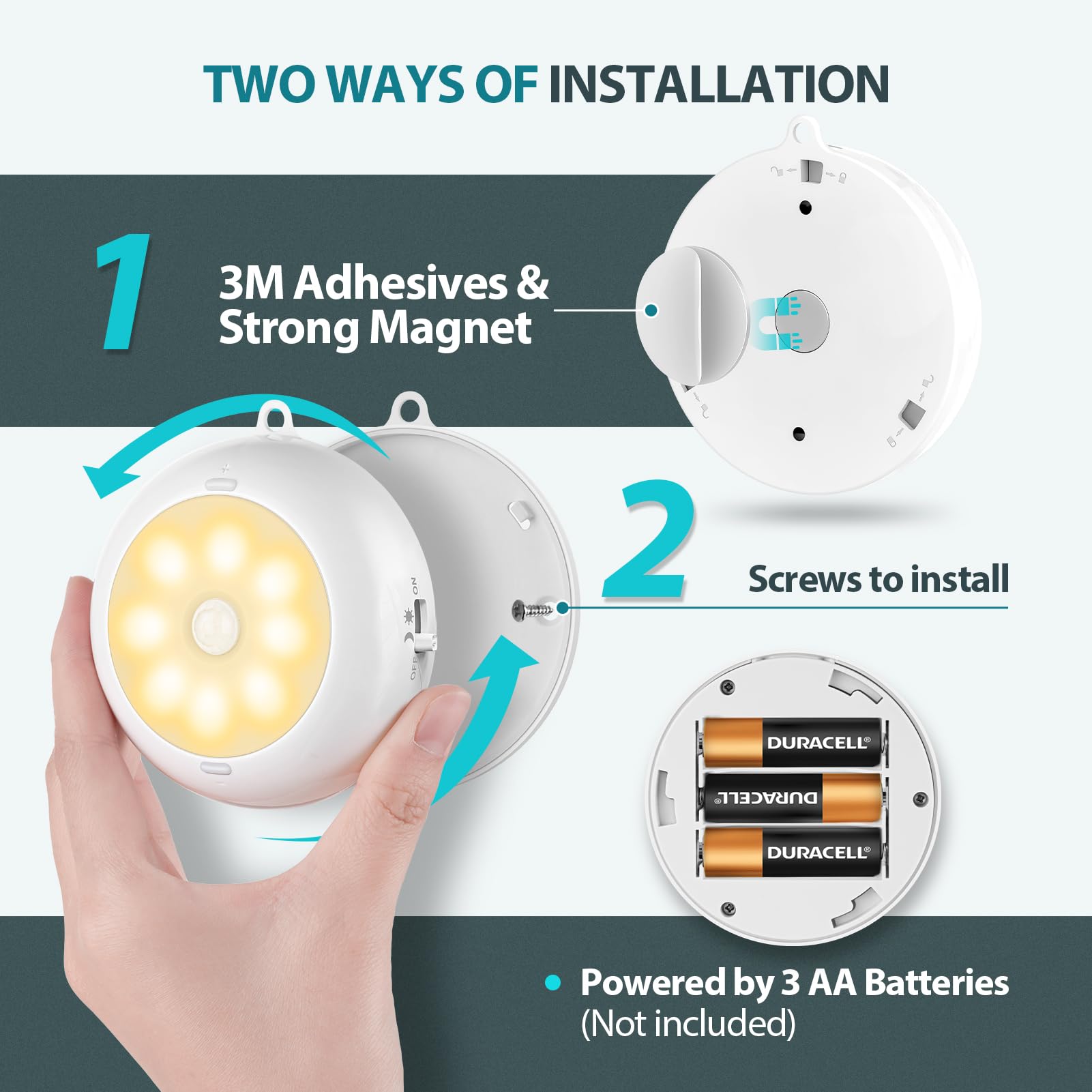 Reoshine Under Cabinet Lighting  Led Puck Lights Aa Battery Operated  Closet Lights Motion Sensored For Kitchen  Shelf  Dimmable & Magnetic  3000K Warm White (6 Pack)