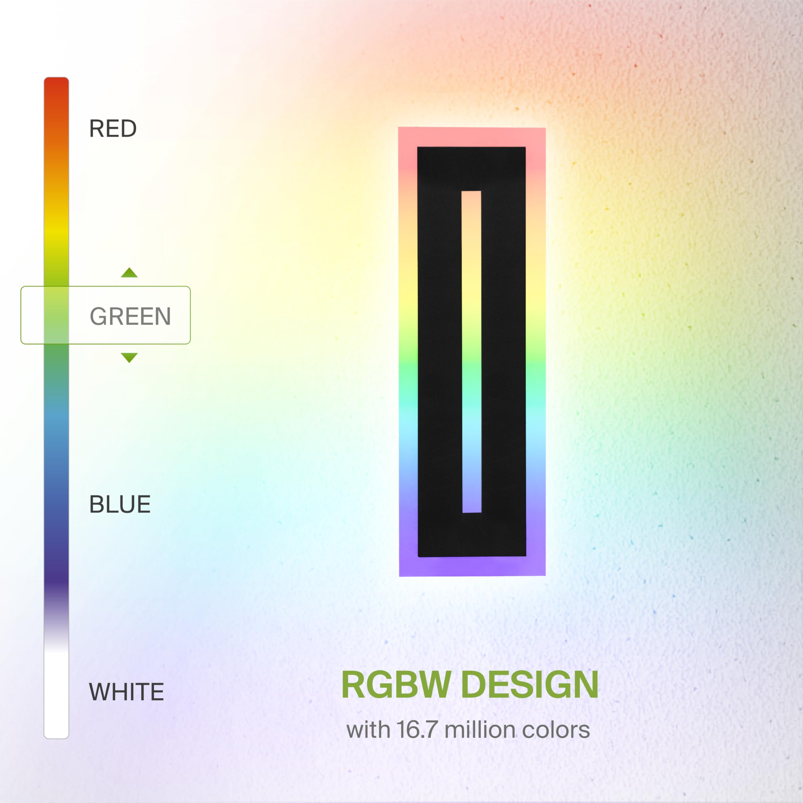 ASD LED Wall Mount Light Fixture | RGBW, Waterproof, ETL Listed | 18in | Black | Model A-WS27C18D20RGB-B
