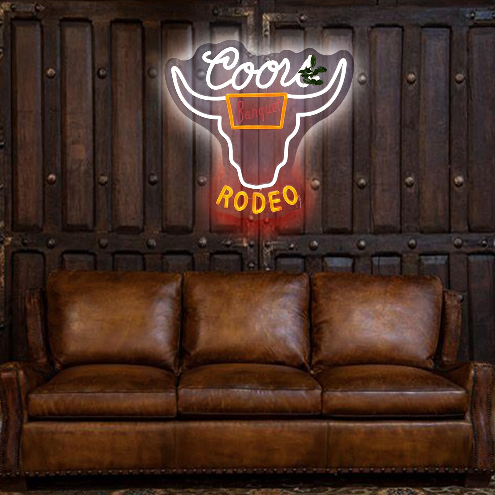 ADS JIE Cowboy Neon Sign - Cow Skull LED Wall Decor, USB Powered, 14x13 Inch, Plastic & Metal, Model cow67