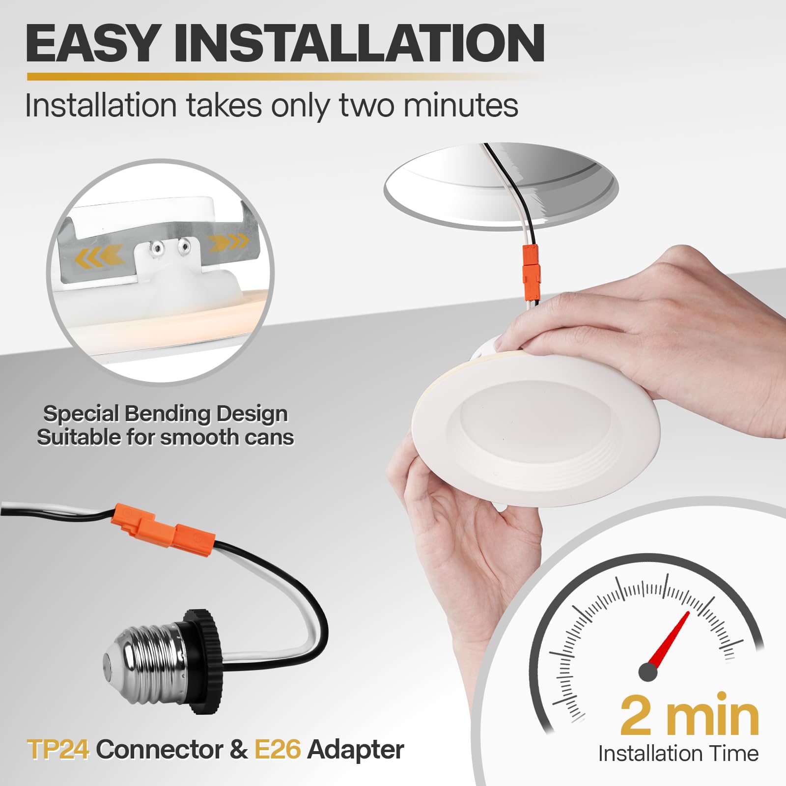 Powerasia 12 Pack 4 Inch Led Can Lights With Night Light, 5Cct Retrofit Recessed Lighting Selectable 2700K-6000K Dimmable, 9W=55