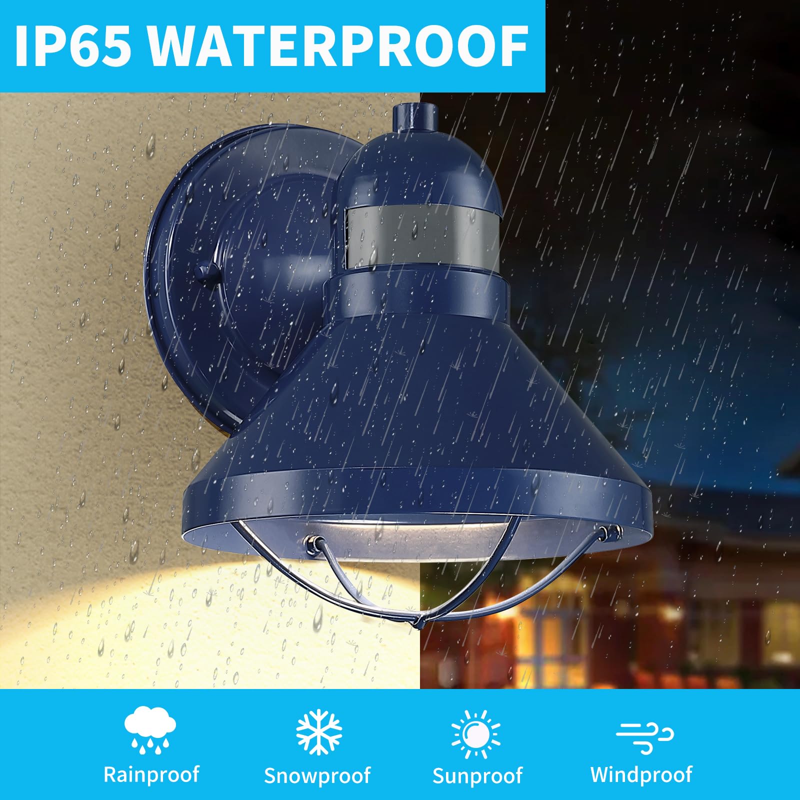 Lonedruid Motion Sensor Outdoor Led Wall Sconce Dusk To Dawn Exterior Barn Lighting Fixtures Blue Outside Porch Light Waterproof