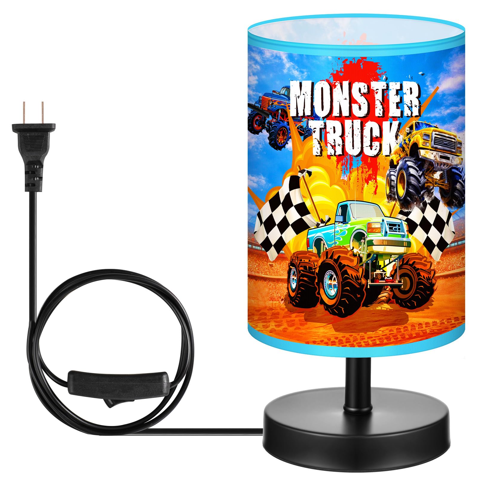 Glooglitter Monster Truck Themed Table Lamp 3 Colors Dimmable Lights 9.72 X 5.12 Inch Monster Truck Themed Night Light Bedside Lamps Decoration For Bedroom Desk Birthday Gifts For Christmas Home Decor
