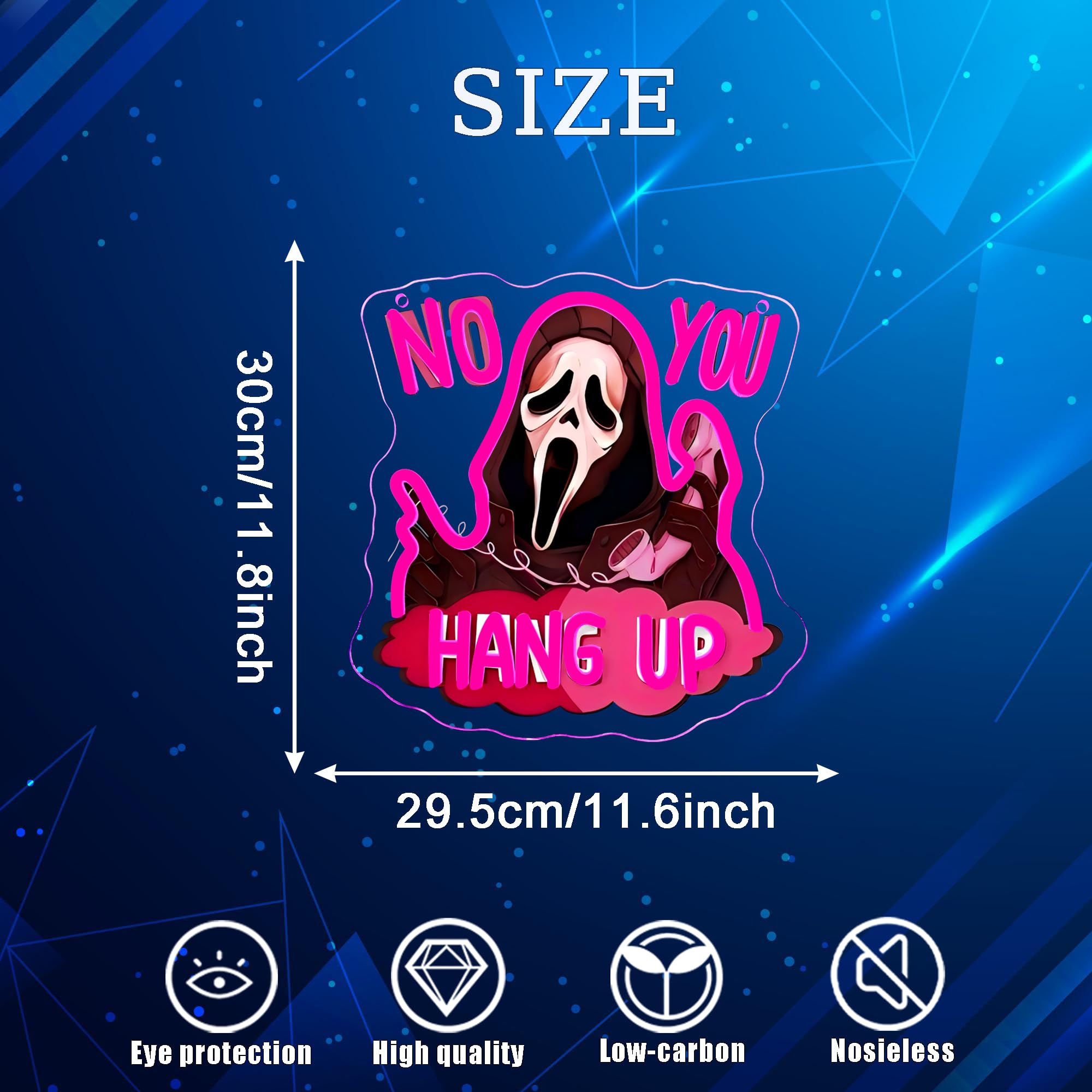 Symone No You Hang Up Halloween Ghostface Mask Neon Sign  Halloween Skull Neon Light Usb Powered  For Halloween Party Spooky Decor Neon Horror Decor Horror Movie Sign Halloween Gifts(11.8 * 11.6 In)