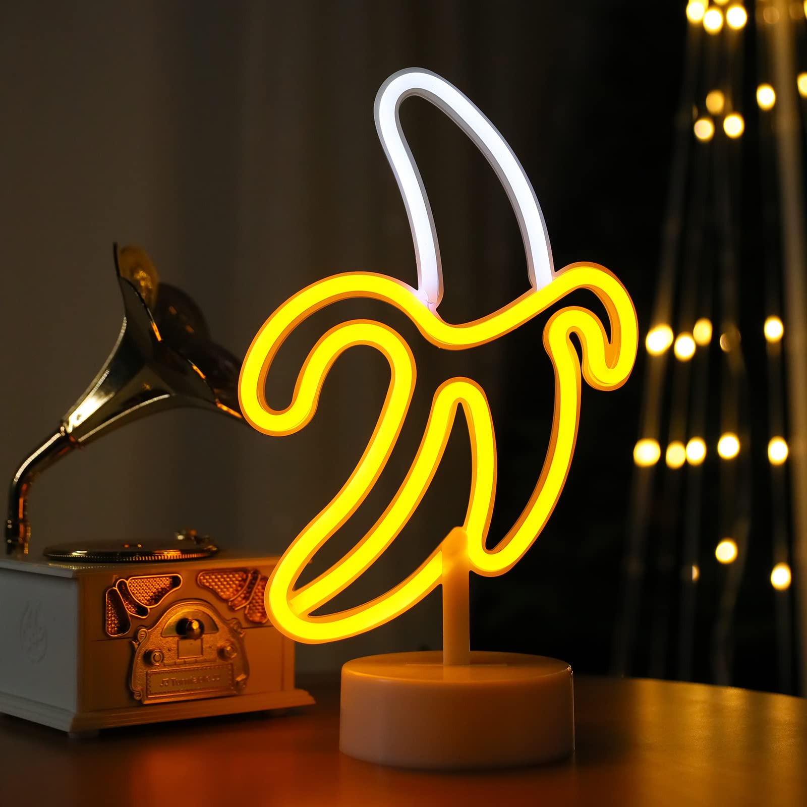 Enuoli Banana Neon Sign, Led Light Banana Neon Sign Decoration Art Lamp For Bedroom Kids Room Christmas Birthday Wedding Party,