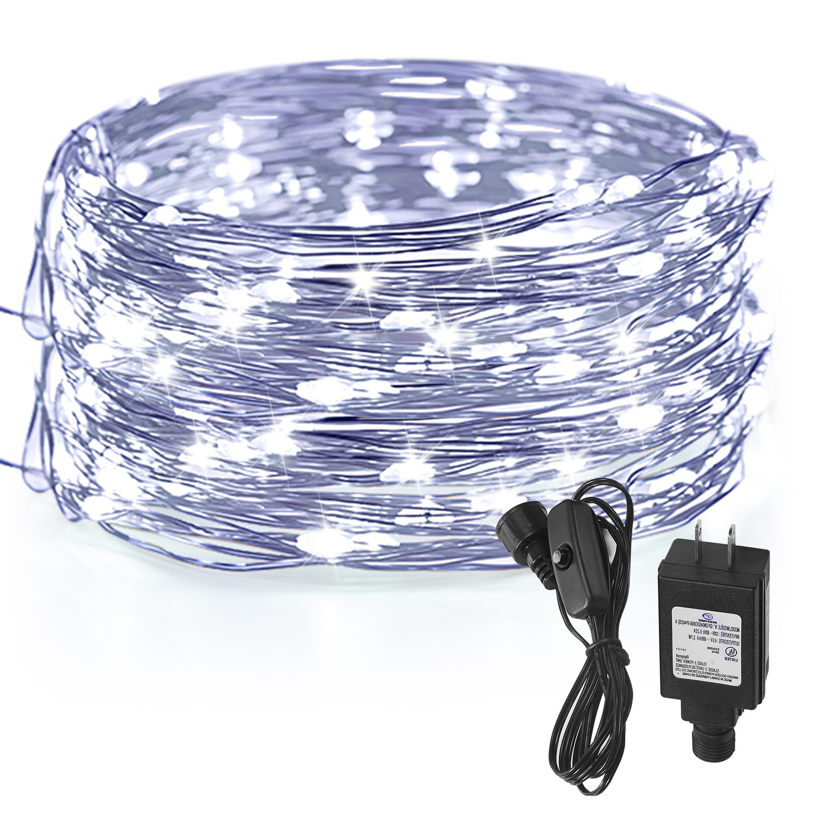 Ariceleo 33 Ft Fairy Lights, 100 LED Waterproof Copper Wire, Cool White, Model QC-DC-100L, Indoor Outdoor String Lights, 1 Pack