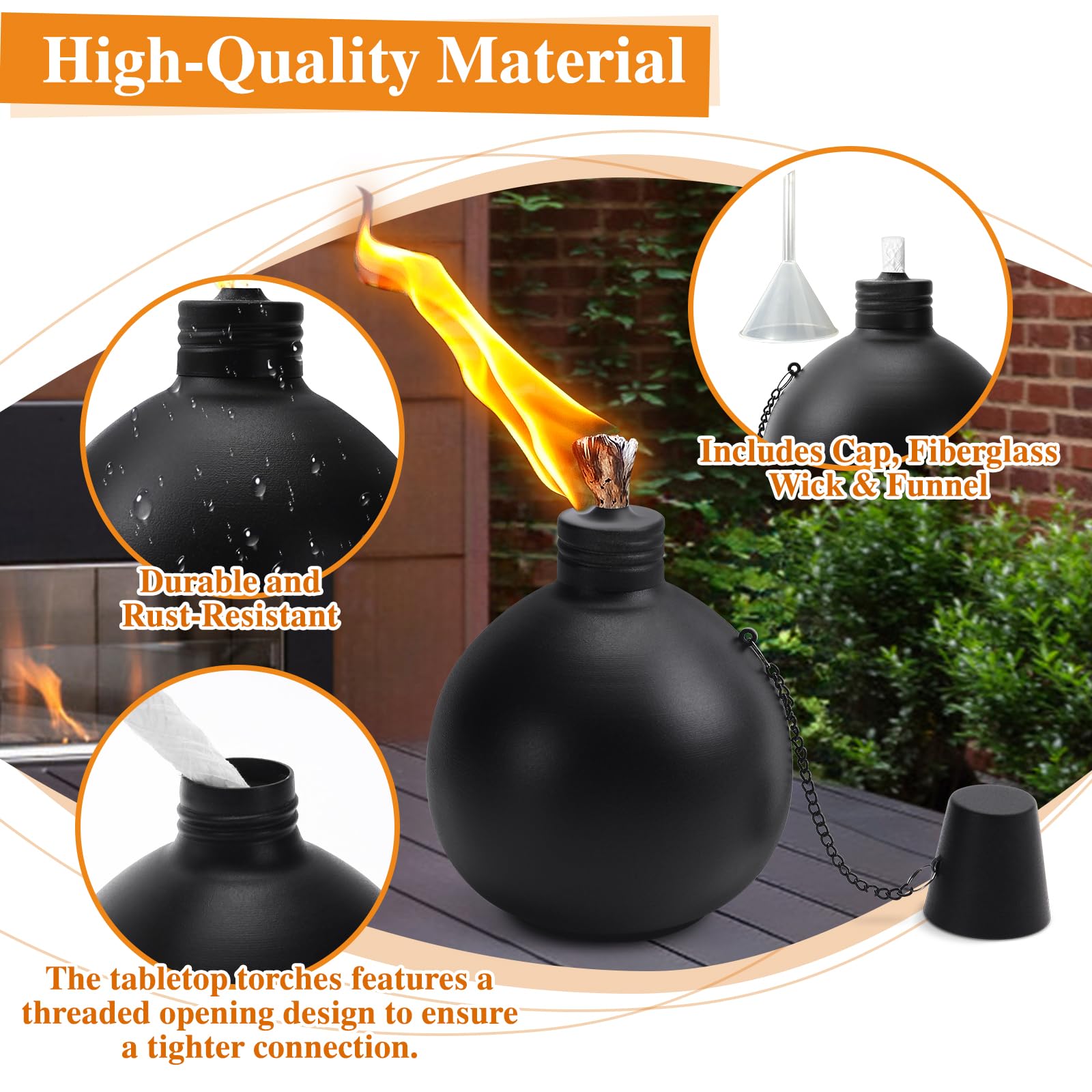 Mqkiwao 6 Pack Citronella Tabletop Torches  25 Oz Table Top Torches For Outdoor  Metal Oil Burner Candles  Garden Torches With Fiberglass Wick For Yard  Patio  Deck  Garden  Party  Landscape.
