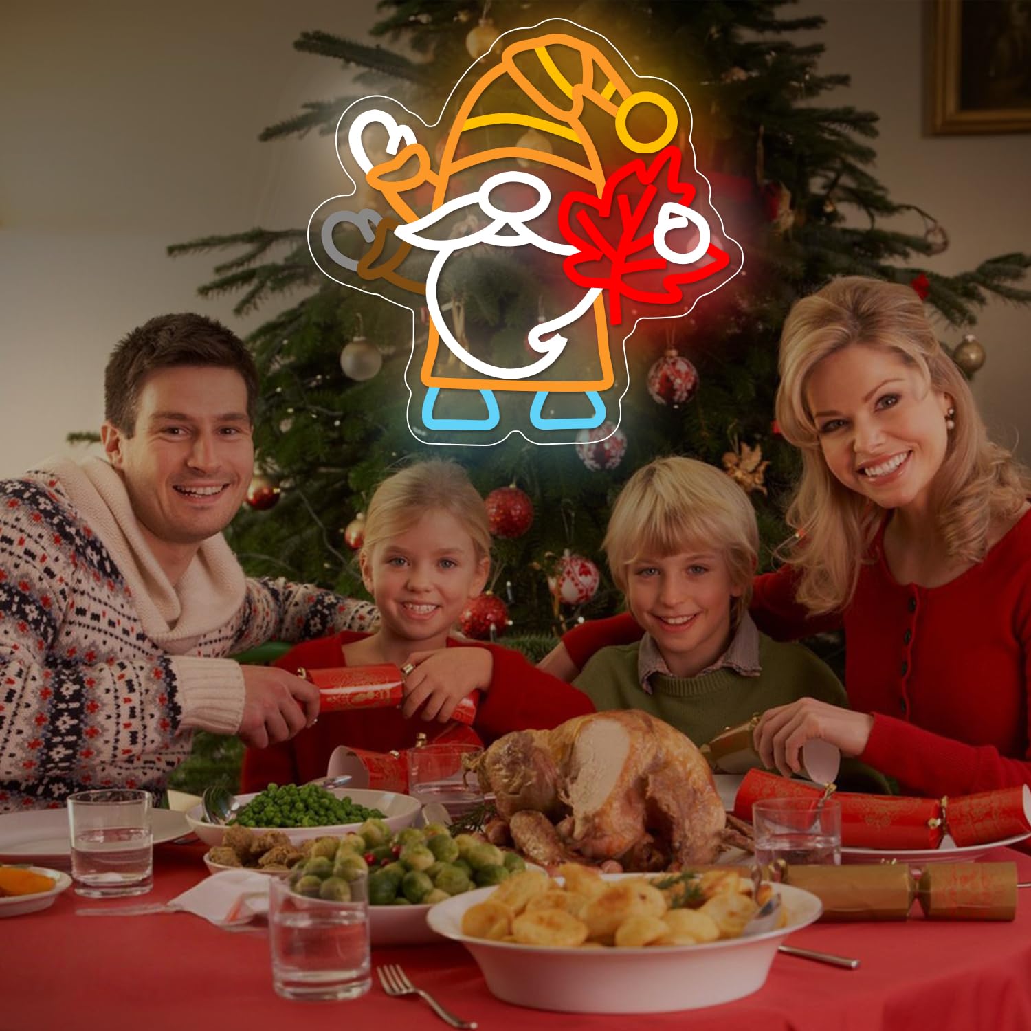 Flashing Gnomes Neon Sign Dimmable For Thanksgiving Neon Sign For Wall Decor Maple Leaf Neon Light For Hello Fall Led Sign Thanksgiving Bedroom Kids Room Bar Club Decoration Gift.