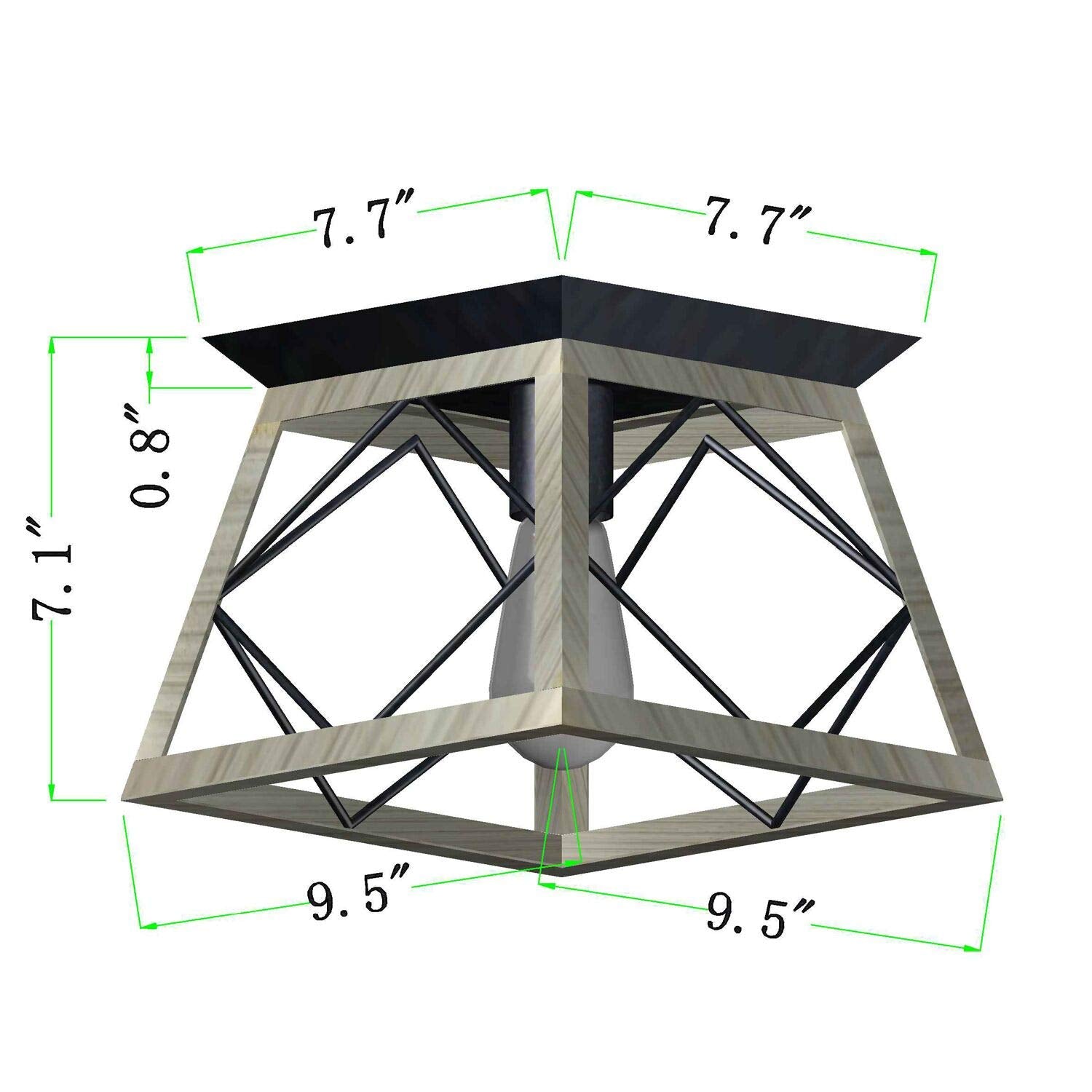 Q&S Rustic Farmhouse Ceiling Light Fixture Flush Mount Vintage Ceiling Lights For Hallway Entryway Kitchen Dining Room Bedroom,W
