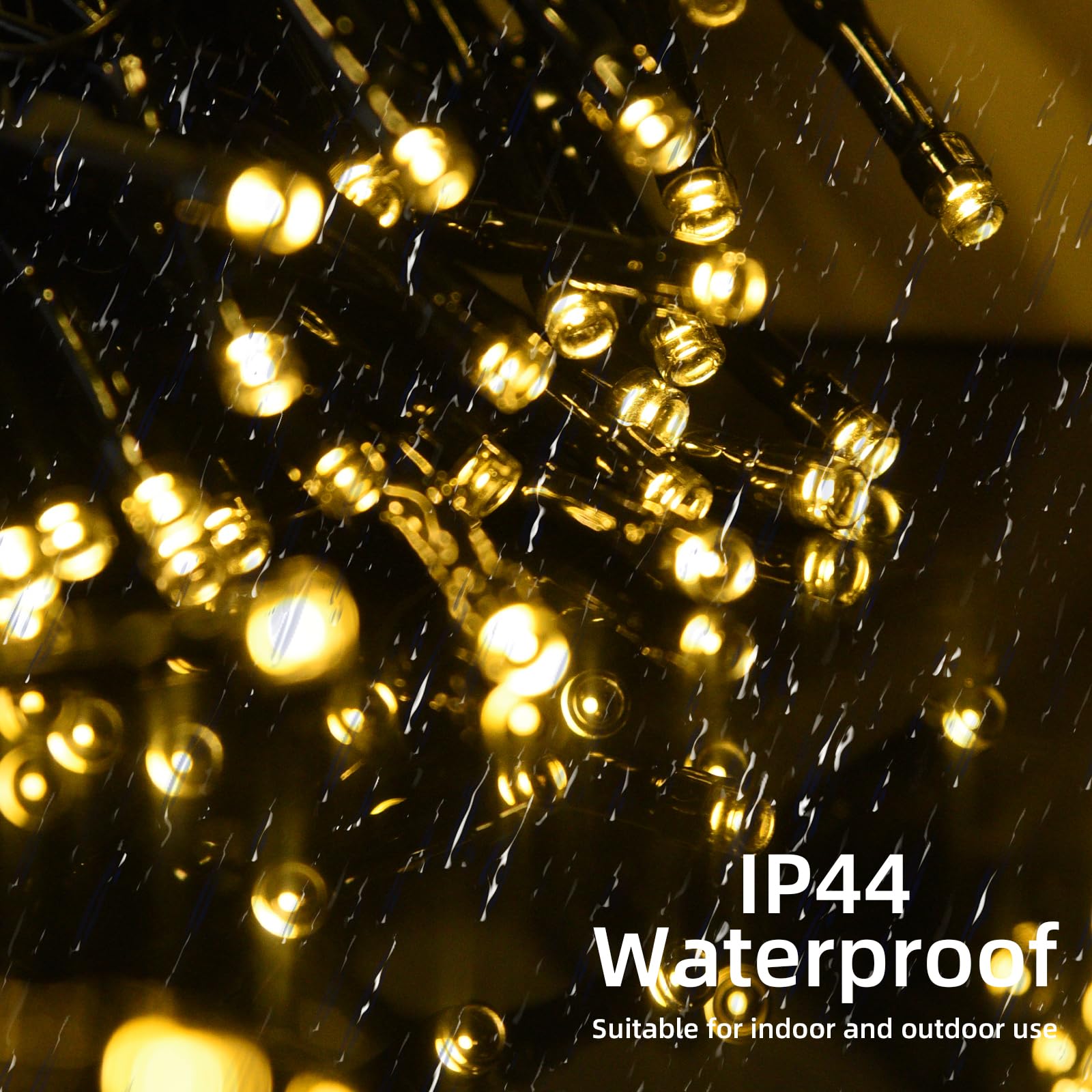 Lycklig 400 LED Solar Christmas Lights, 164FT Waterproof String Lights, Warm White, 8 Modes, Model TYN-PVC-NBDC-200-2P