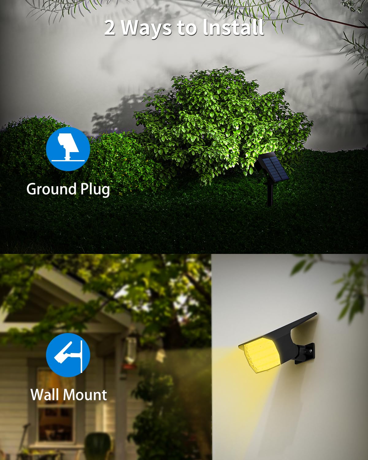 Nacinic 3 Colors Solar Lights Outdoor Waterproof Ip65 Outdoor Solar Spot Lights For Yard 52 Leds 600Lm Solar Powered Landscape S