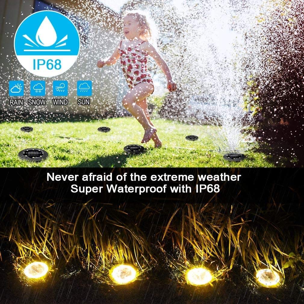 Solar Powered Ground Lights 12 Pack,Waterproof Led Solar Lights Outdoor Solar Disk Lights Decorative,Solar Garden Lights For Lan