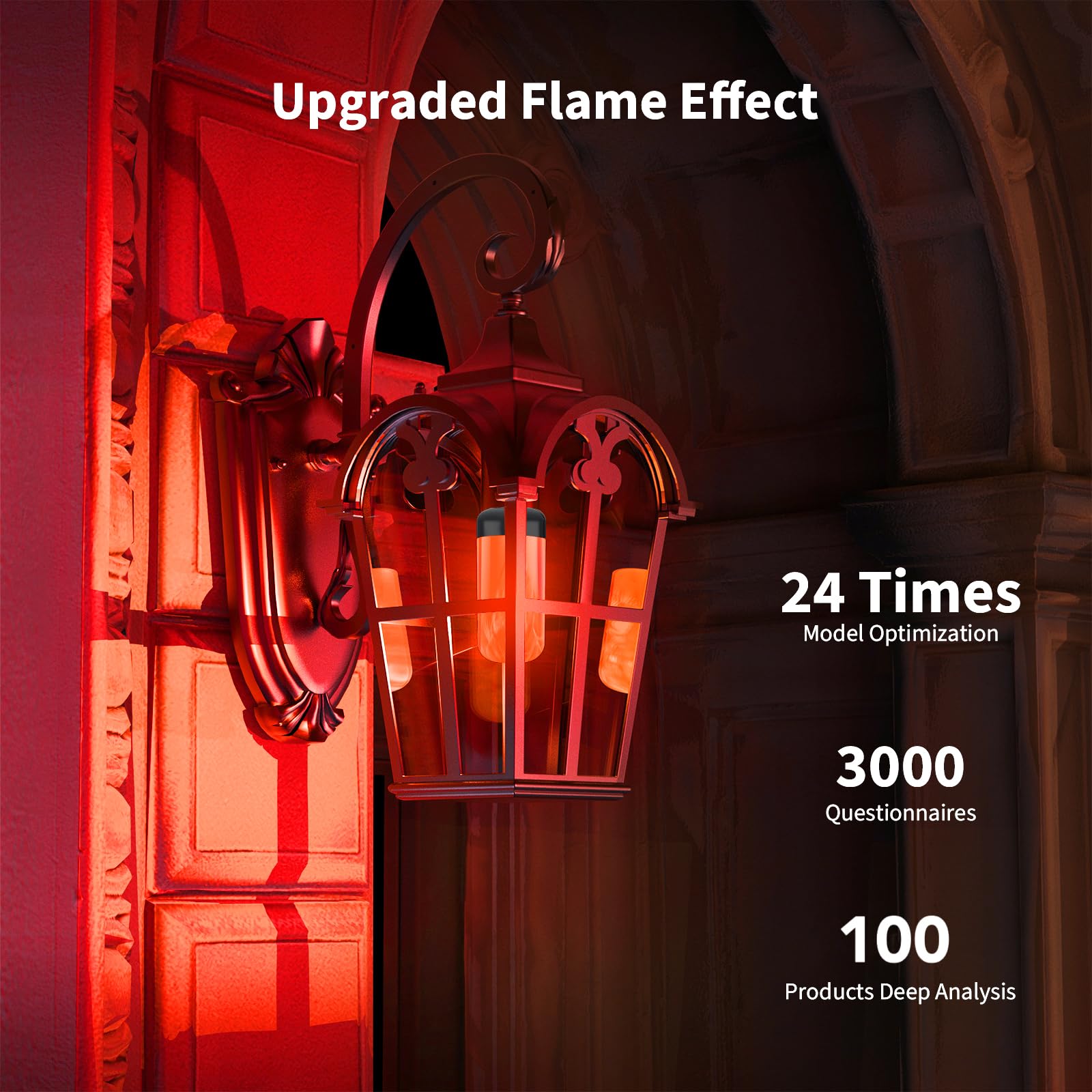 Morsatie LED Flame Light Bulbs, 4-Mode Flickering, E26, 4 Pack, Red, Model MSFLSB4-RED-B4, Indoor Outdoor Decoration