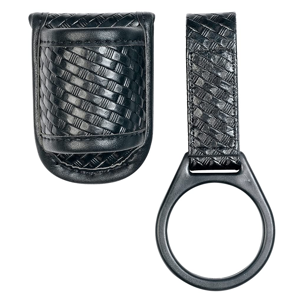 Taftacfr Compact Flashlight Holder(Open Top)+ Flashlight Ring Strap Holder Hold Mag Lite And Other D/C Cell Flashlights(Basketweave Hidden Snap)