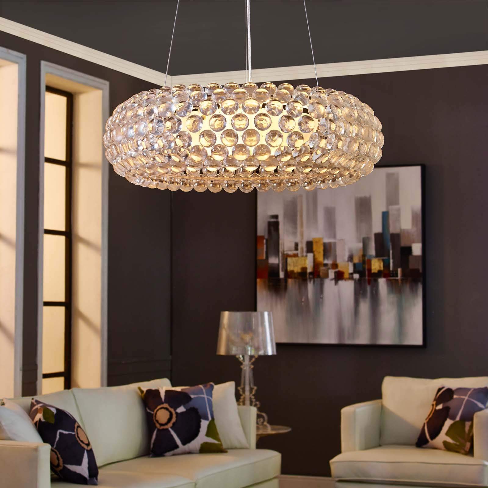 Modway Halo 20 Modern Pendant Light Chandelier with Acrylic Balls