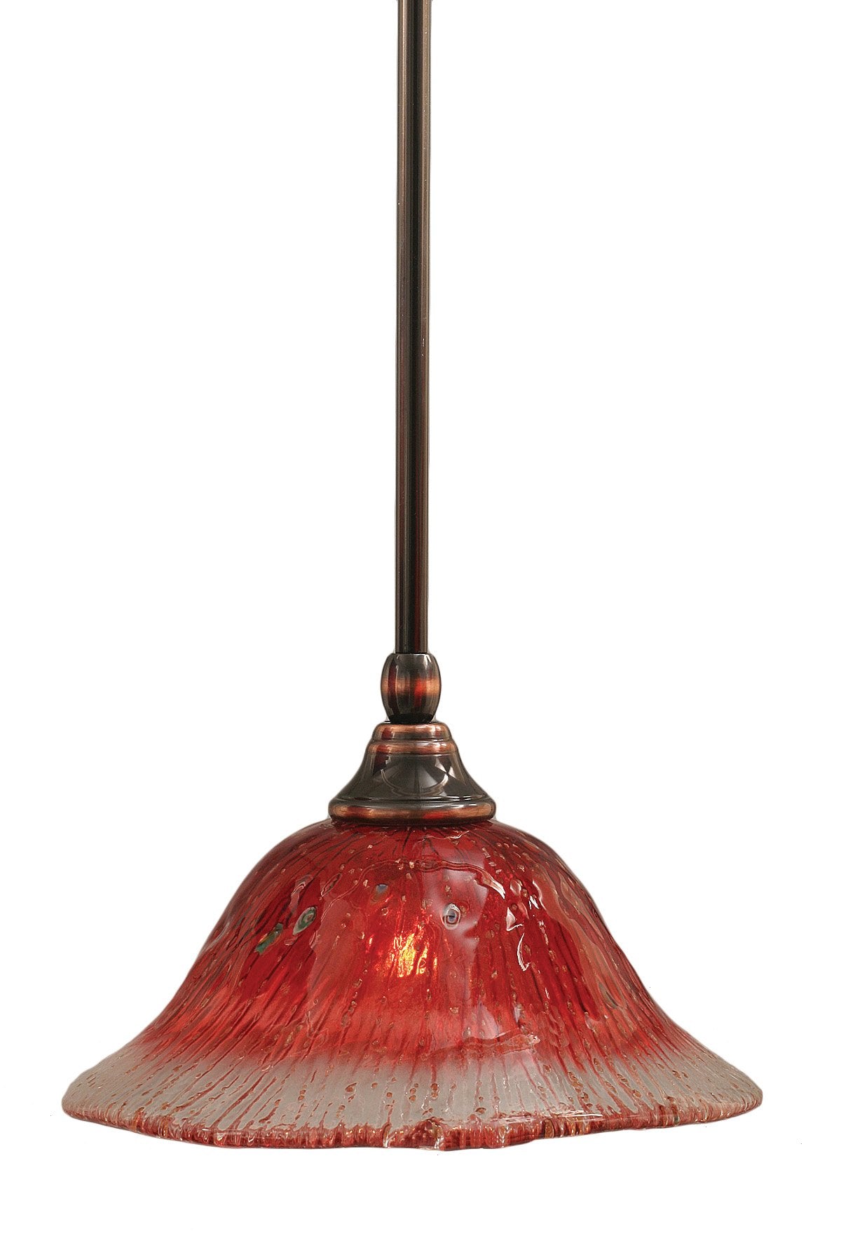 Toltech Lighting 23-Bc-736 10-Inch Stem Mini-Pendant Light Black Copper Finish With Raspberry Crystal Glass