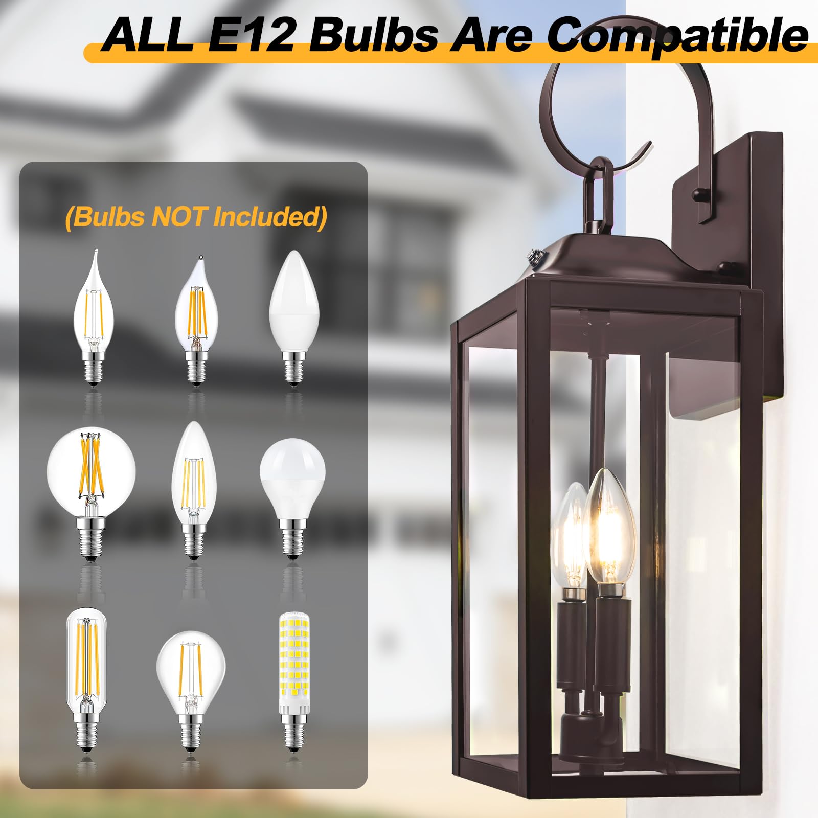 Yolsunes Outdoor Wall Lighting - 19" Bronze Dusk to Dawn Sconce, Waterproof 2-Light Industrial Porch Lamp, Model AFC6405A-25B2