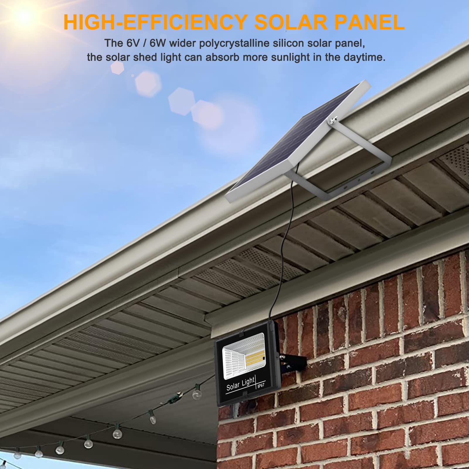Kakalights Solar Flood Light Outdoor 6000K Bright White IP65 Waterproof Black - Auto On/Off Dusk to Dawn for Yard, Gazebo, Shed, Barn