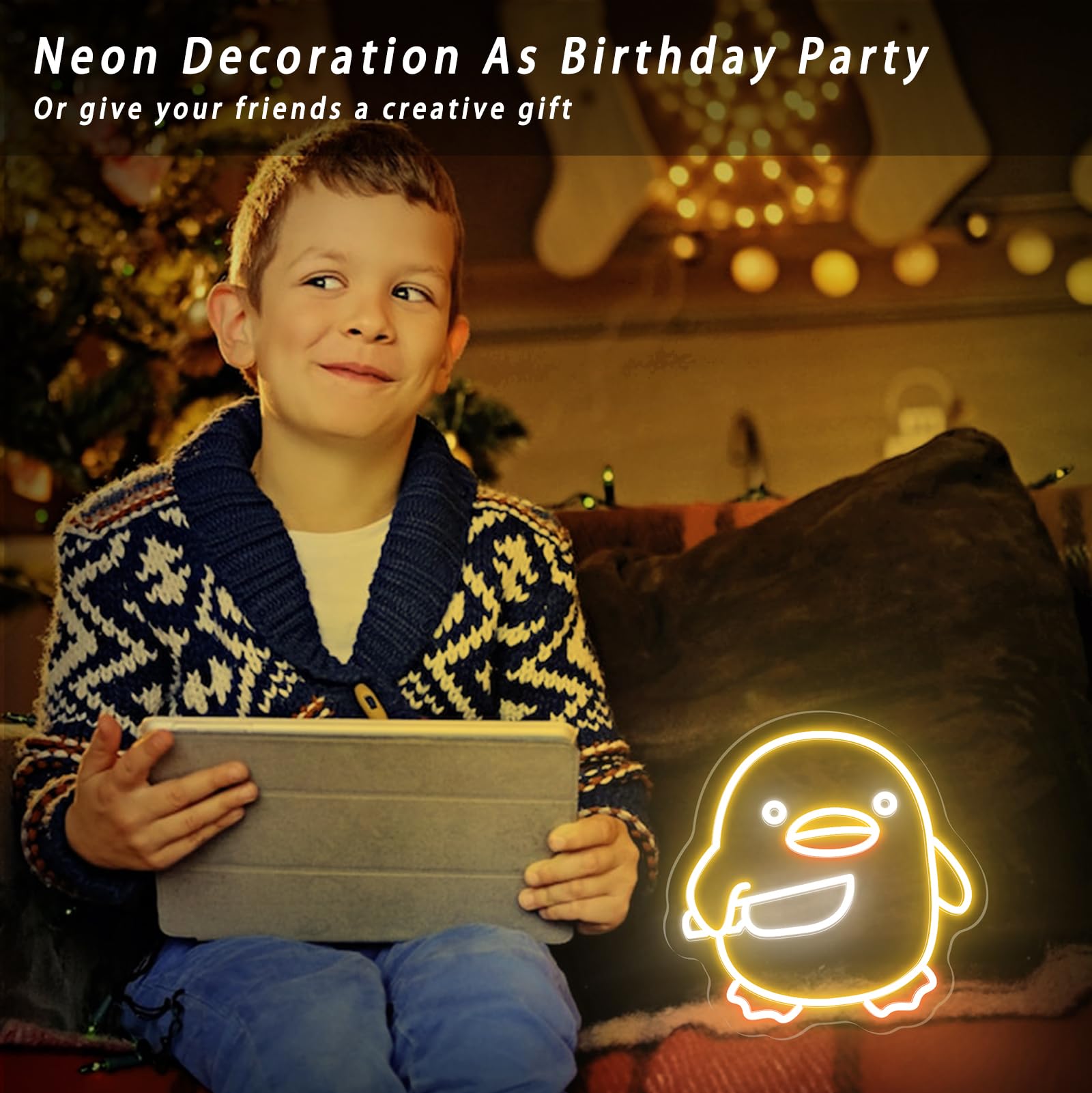 Housignz Neon Sign - Dimmable USB Powered Yellow Duck, 11x11in, Silicone, Cute LED Light for Kids Bedroom, Game Room, Home Bar