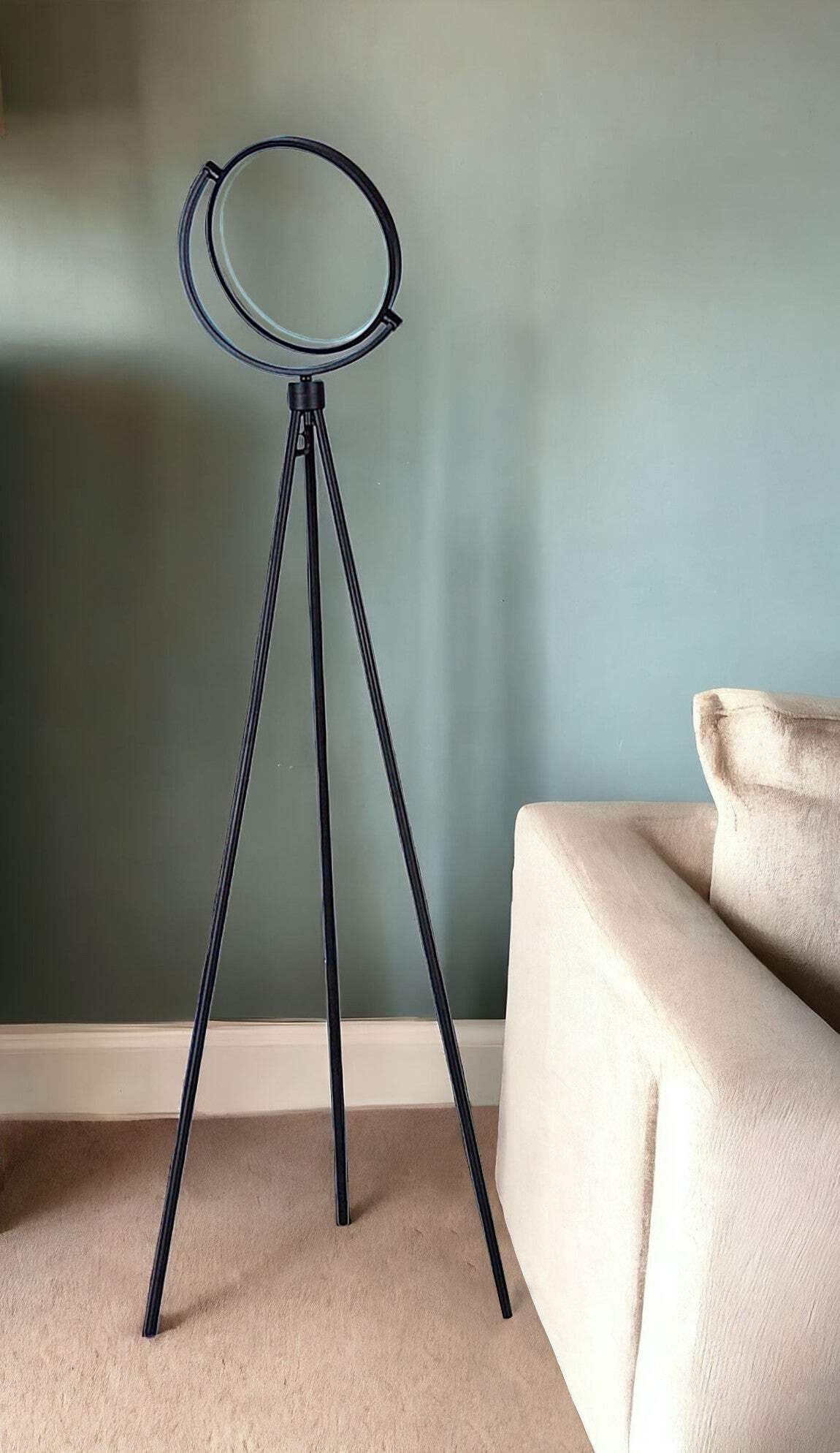 Homeroots Led Tripod Floor Lamp, 60 In., Color Changing Globe, Metal, Black