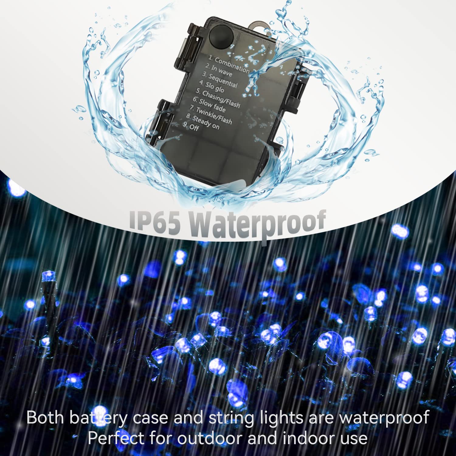 Sukesou Halloween String Lights 33Ft 100Led Blue Fairy Lights For Indoor Outdoor Waterproof Remote Timer Black Wire String Lights For Hanging Garden Party Holiday Halloween Décor