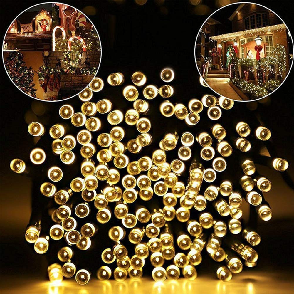HOME LIGHTING 66ft LED Fairy String Lights - Waterproof Green Wire, 8 Modes, Warm White, Model HB-200COI, Indoor/Outdoor Xmas Decoration