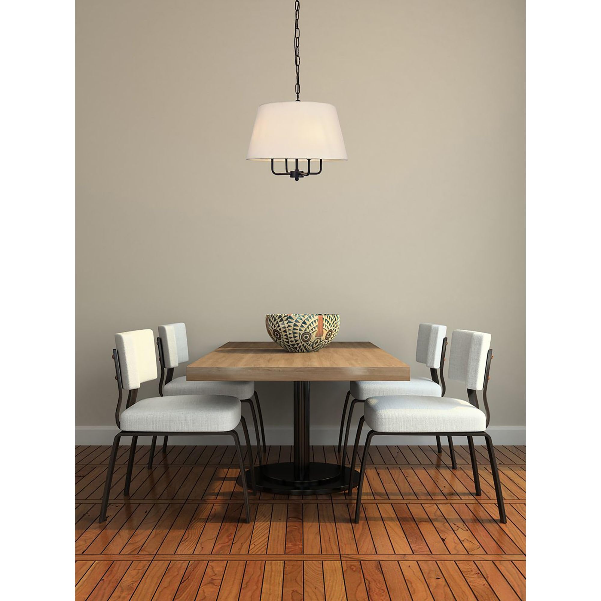 Elegant Lighting LD6009D17 Maple 4 Light 17'' Wide Pendant with a Fabric Shade  Black
