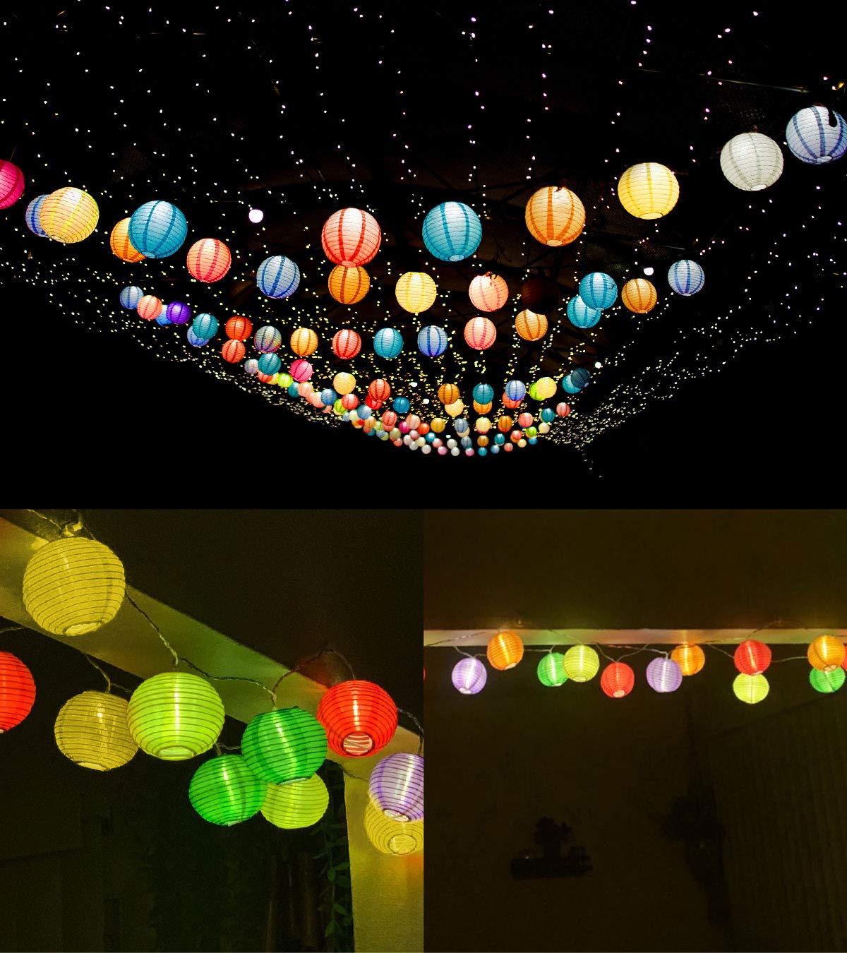Tigomoov Multicolor Lantern String Lights Plug In, 20Ct Mini Lantern String 18.1Ft Hanging Lights For Bedroom Indoor/Outdoor Par