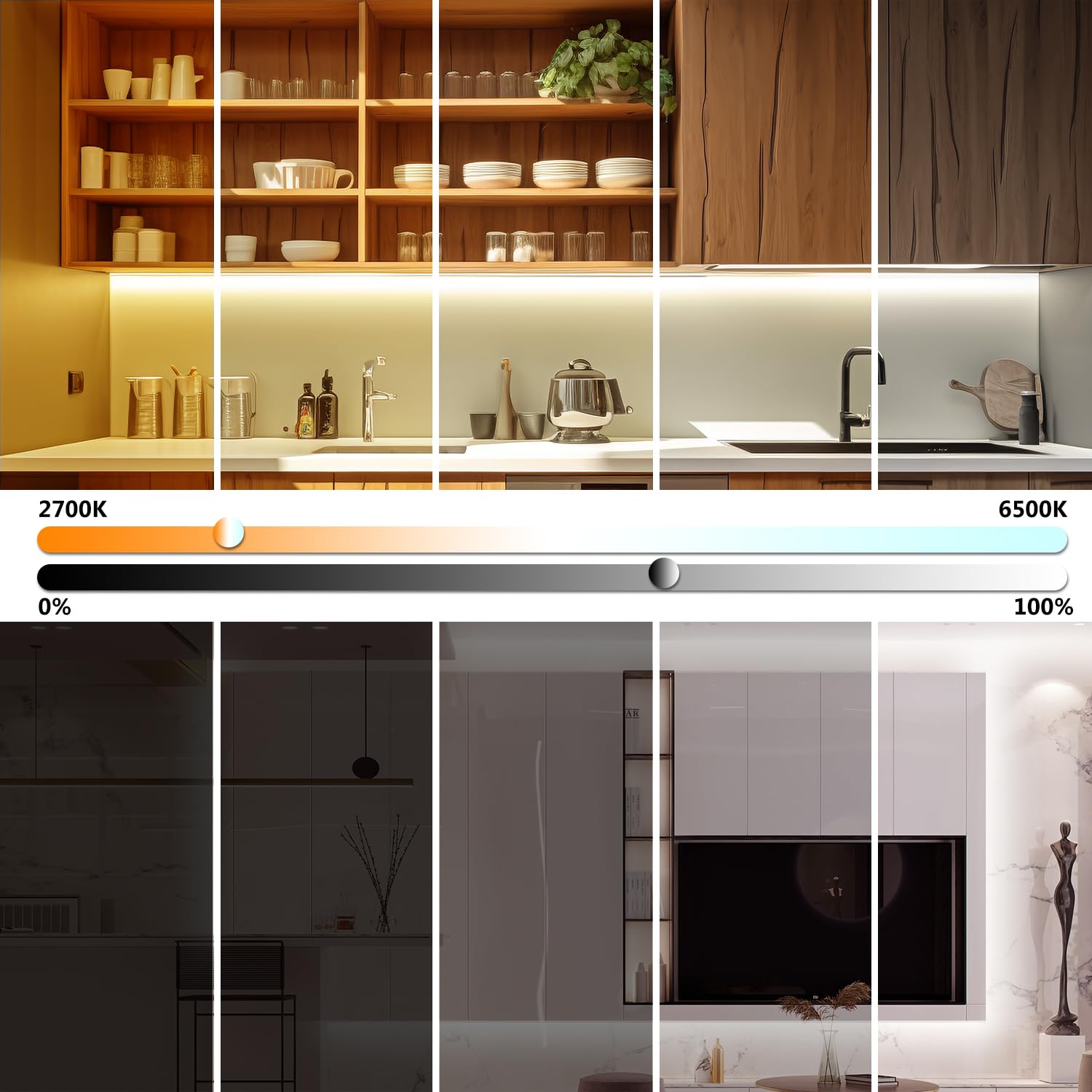 Phopollo Cob Led Strip Lights, 608 Leds/M High Density Flexible 24V Led Lights With Remote & Touch Control, Dimmable 2700K-6500K