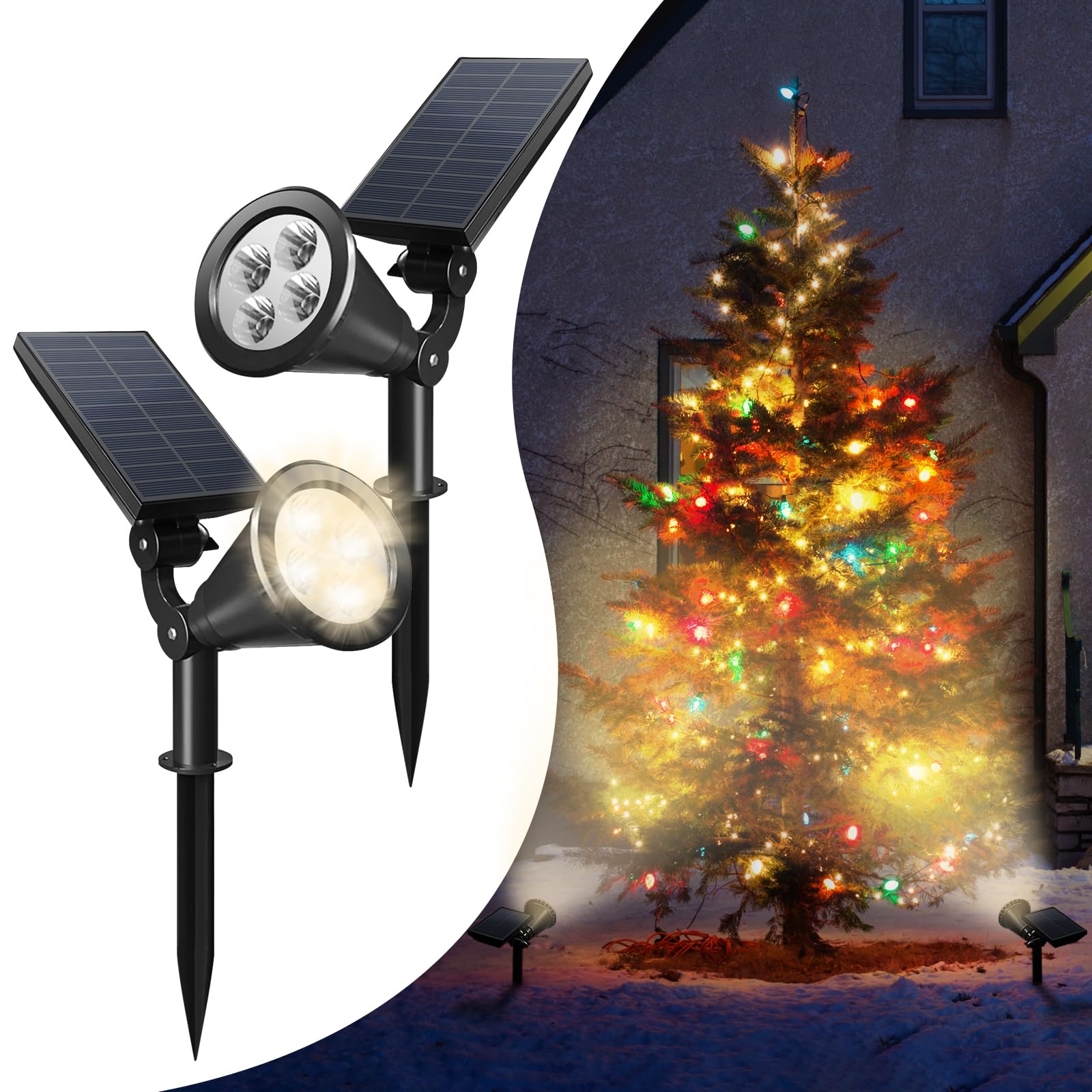 WONYO 4 LEDs Solar Spot Lights Outdoor, Solar Lights for Outside Waterproof IP65, Auto On/Off Solar Yard Lights, Solar Lights fo