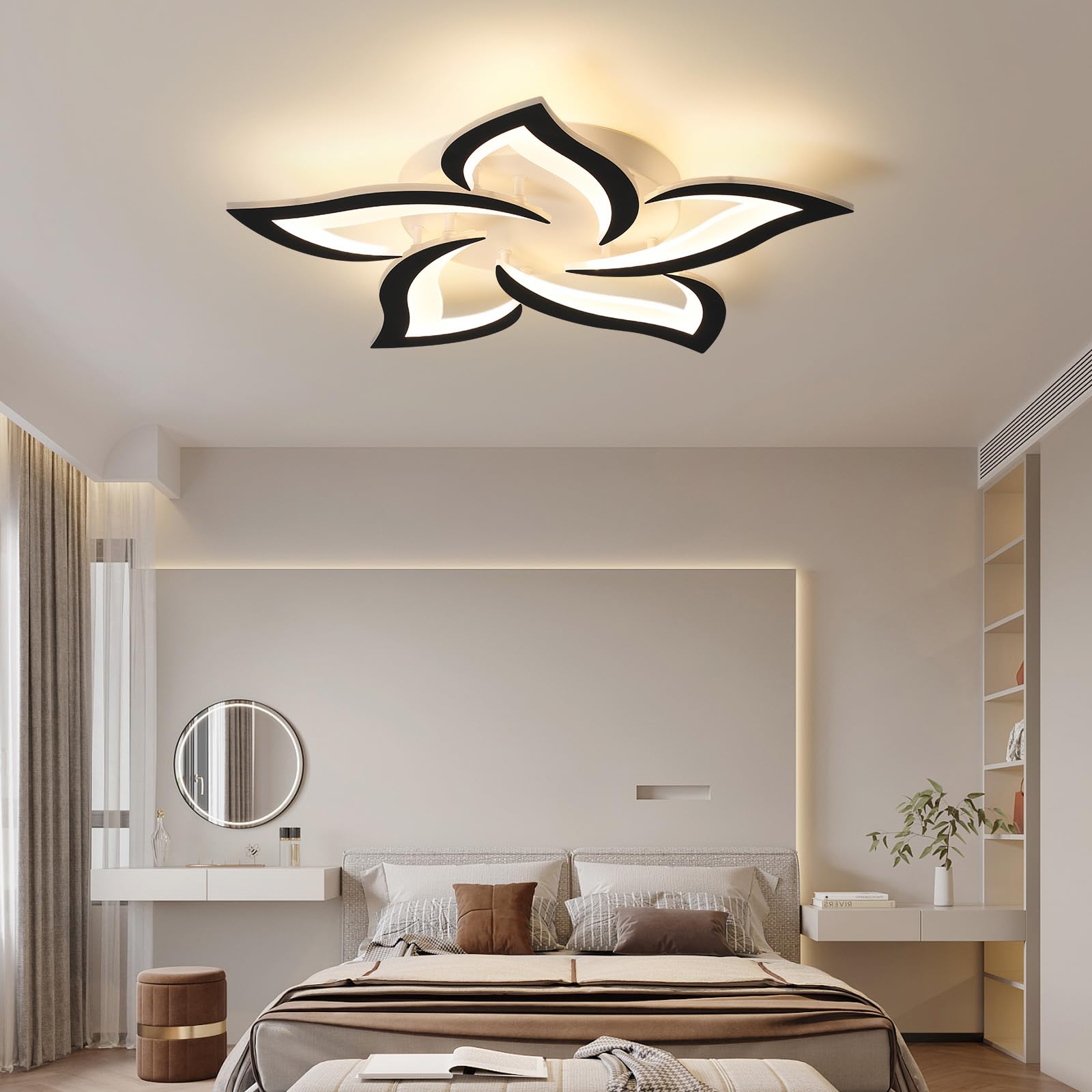 Jaymp 25.6'' Flower Shaped Ceiling Light Dimmable Modern Ceiling Lamp Remote Control Led Lighting Fixture For Bedroom Dining Roo
