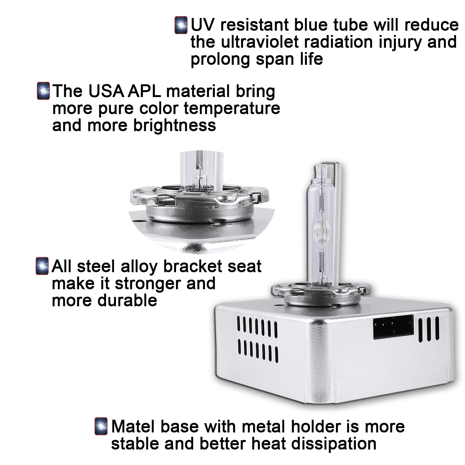 Sinoparcel D5S Hid Headlight Bulb With Integrated Ballast - 6000K 35W Xenon Replacement High Low Beam Bulb - Pack Of 1
