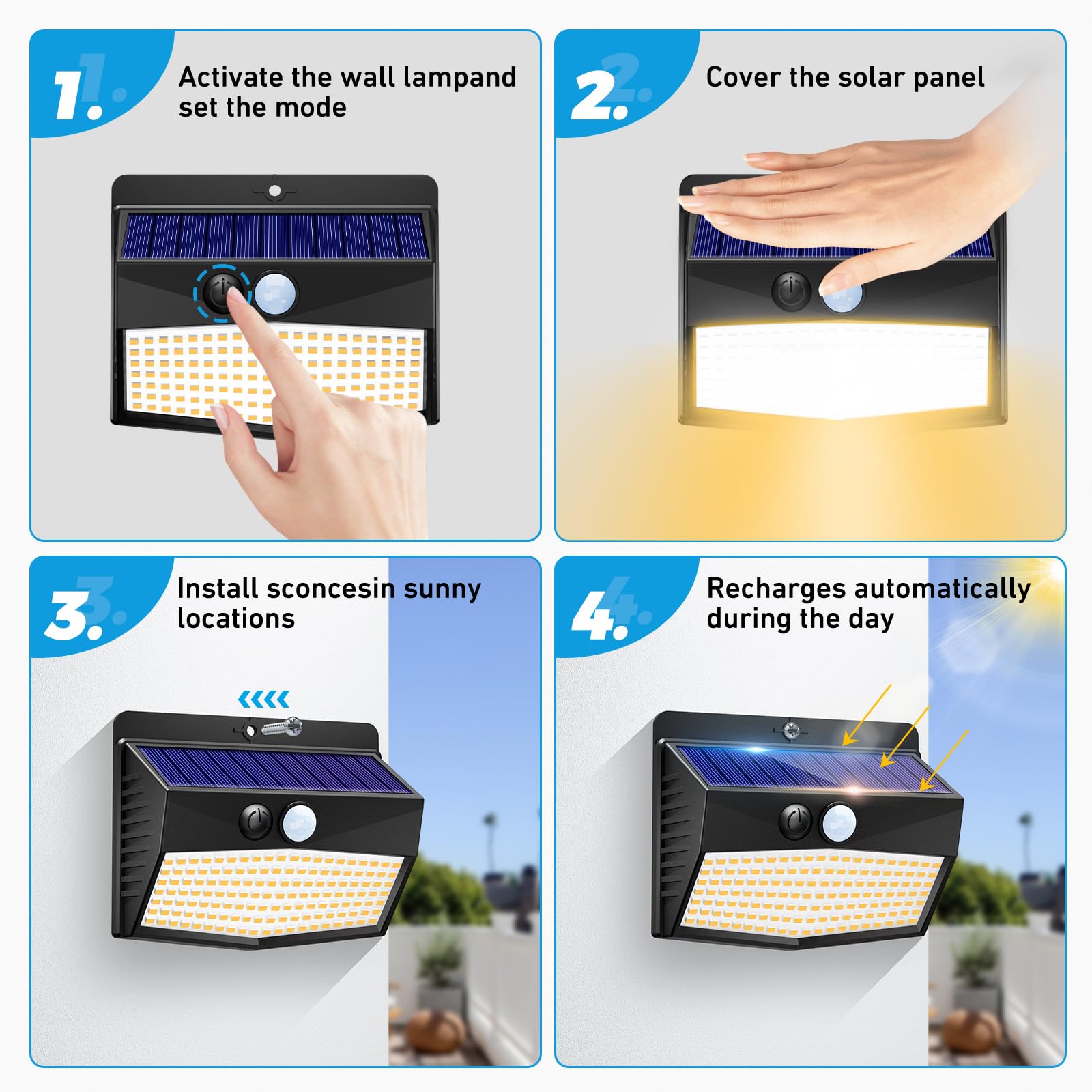 Solar Motion Sensor Lights Outdoor [ 12 Packs/138 Led ] Solar Fence Lights With 3 Lighting Modes, Solar Powered Security Lights Waterproof For Outside Yard Garden Backyard Deck Step Garage,Warm White