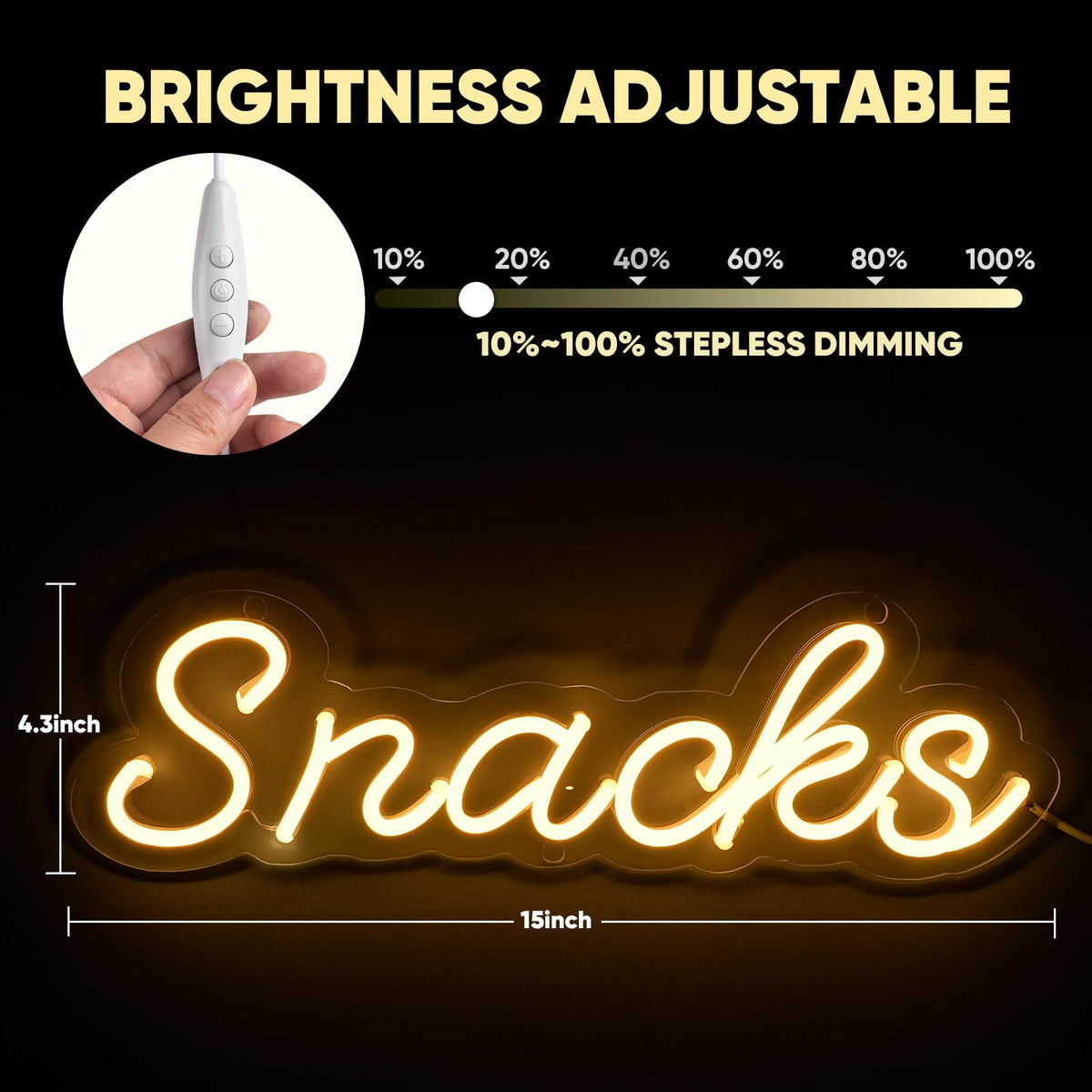 KANAYA Warm White Snacks Neon Sign - Dimmable LED Wall Art for Snack ...