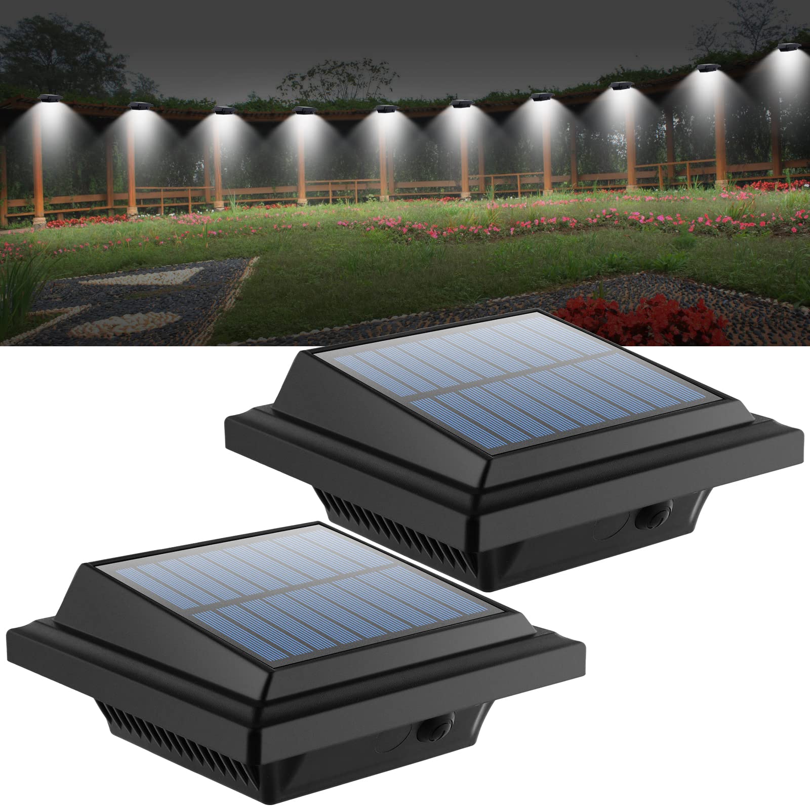 UniqueFire Solar Gutter Lights, 40 LEDs Waterproof, 6 Pack, Black/Cool White, Model 10011