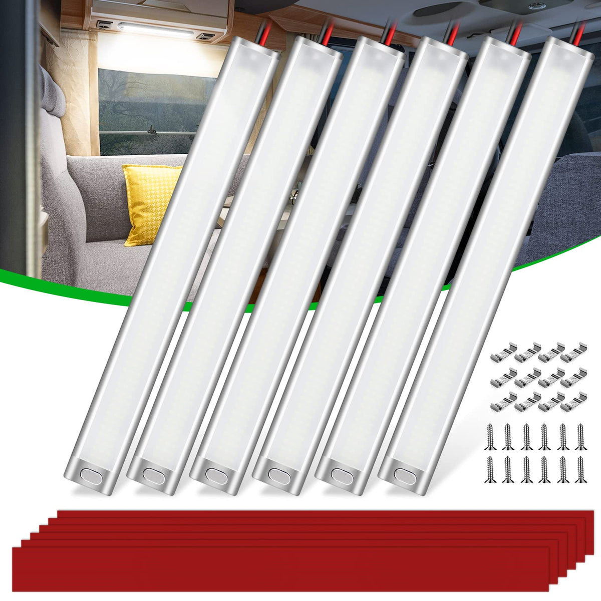 Ct Capetronix 12V Led Interior Light Bar, 168Leds 15.4In 1700Lm 10W, Dc 12V Volt Led Strip Lights With Switch, For Enclosed Carg